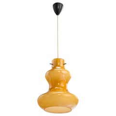 Massimo Vignelli, Pendant Light, Glass, Brass, Metal, Italy, 1970s