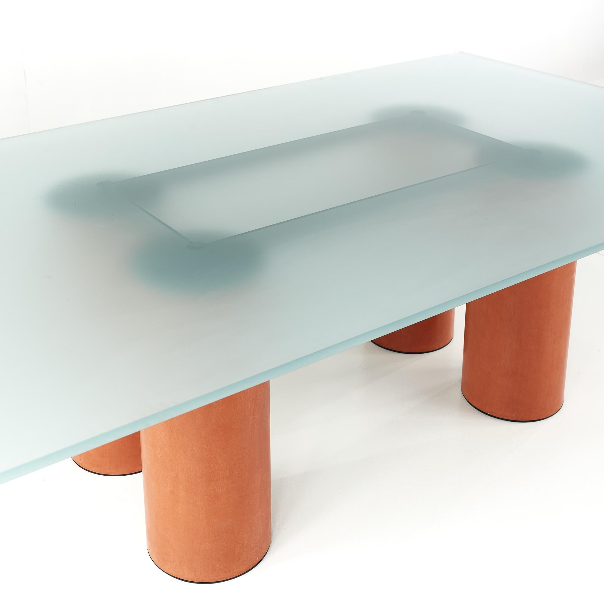 Contemporary Massimo Vignelli Post Modern Glass Dining Table For Sale