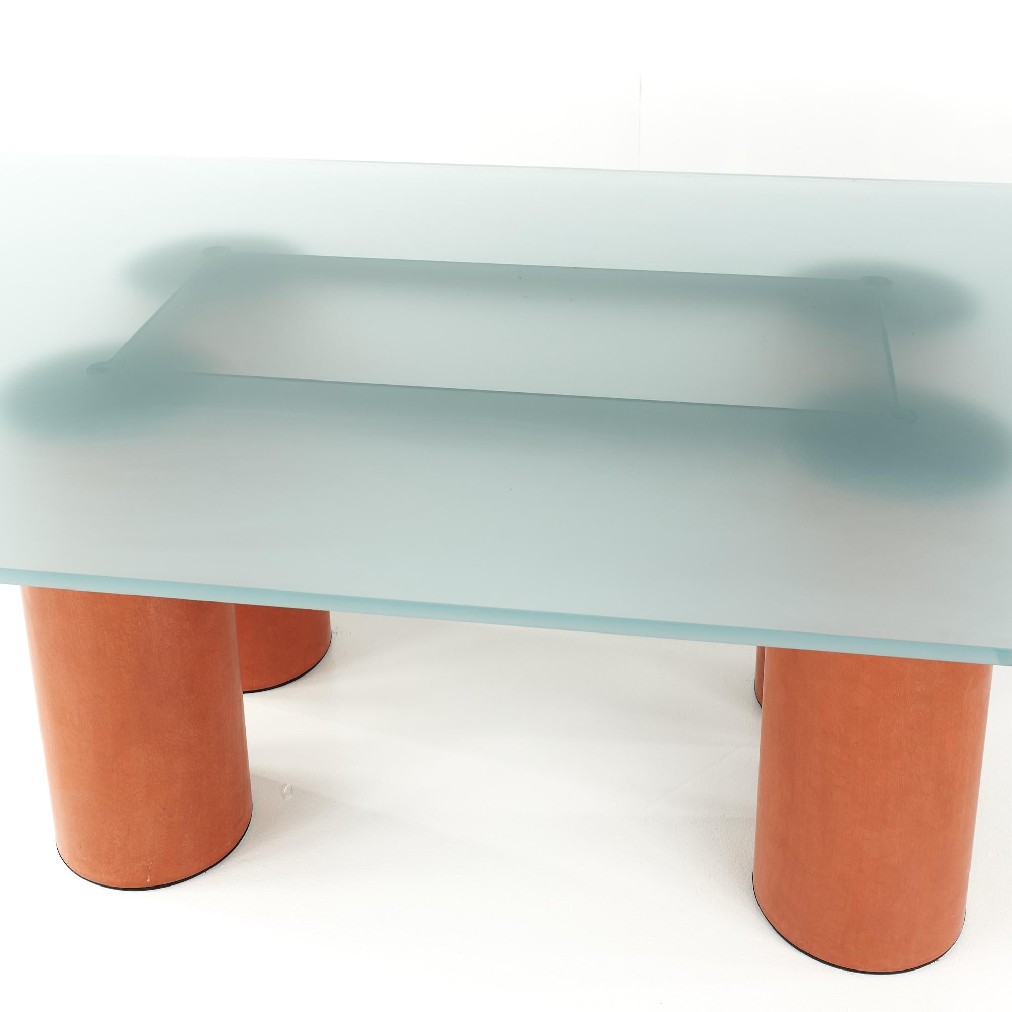 Metal Massimo Vignelli Post Modern Glass Dining Table For Sale