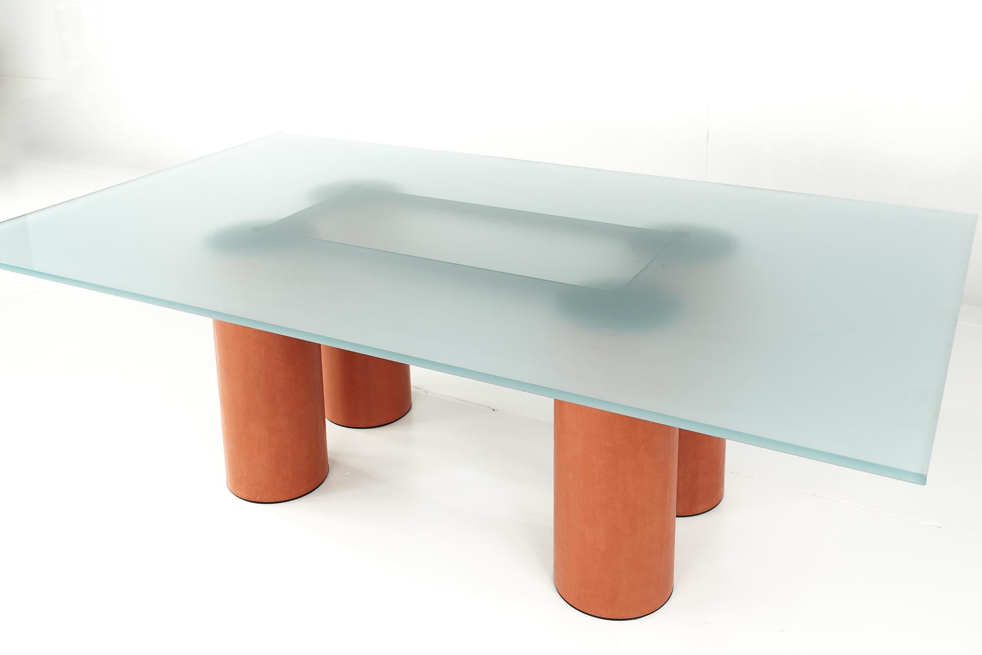 Massimo Vignelli Post Modern Glass Dining Table For Sale 1