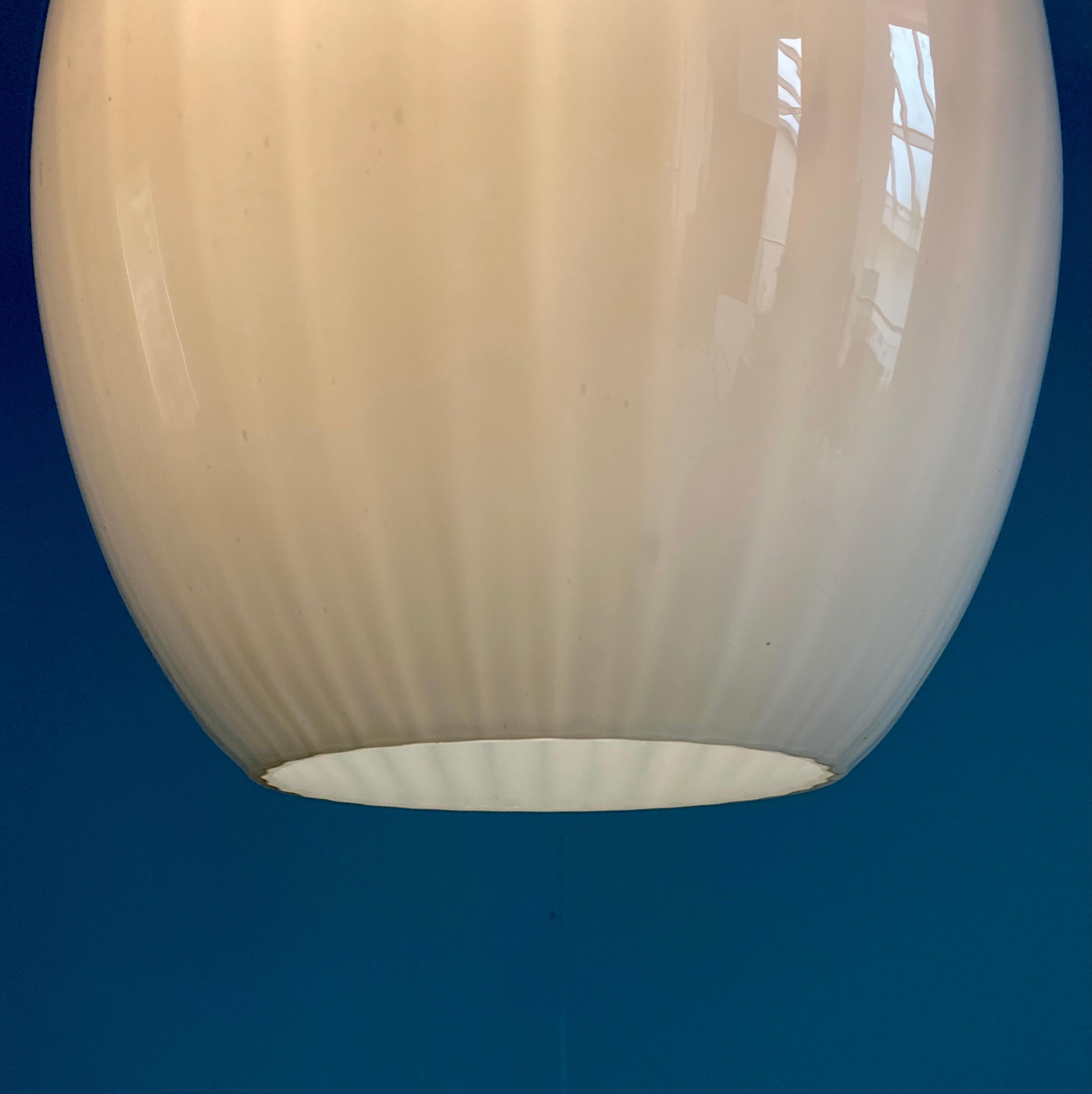 Massimo Vignelli Style Striped Murano Glass Pendant Lamp, Midcentury, Italy For Sale 4