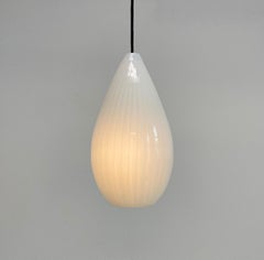 Massimo Vignelli Style Striped Murano Glass Pendant Lamp, Midcentury, Italy