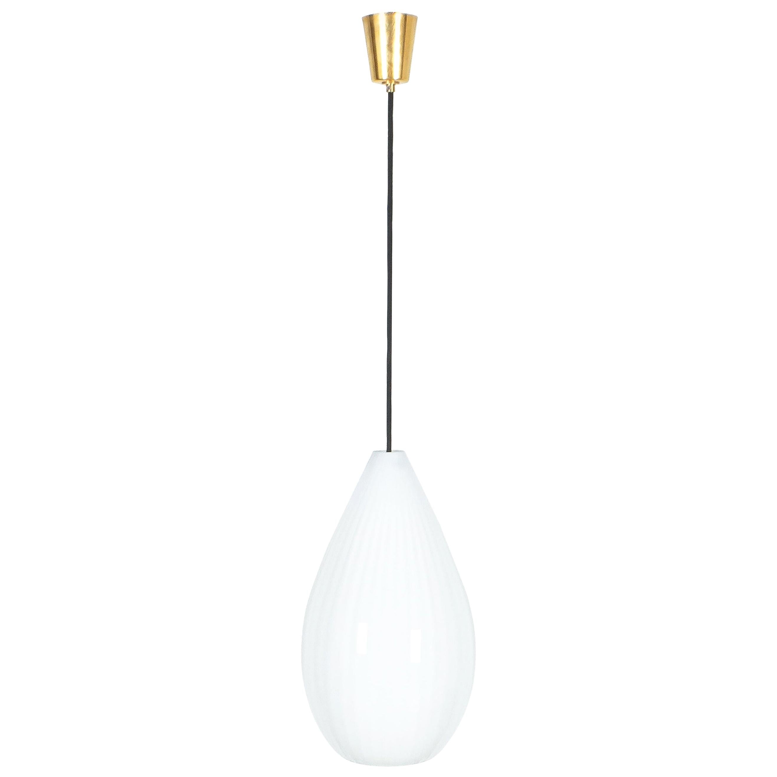 Massimo Vignelli Style Striped Murano Glass Pendant Lamp, Midcentury, Italy For Sale