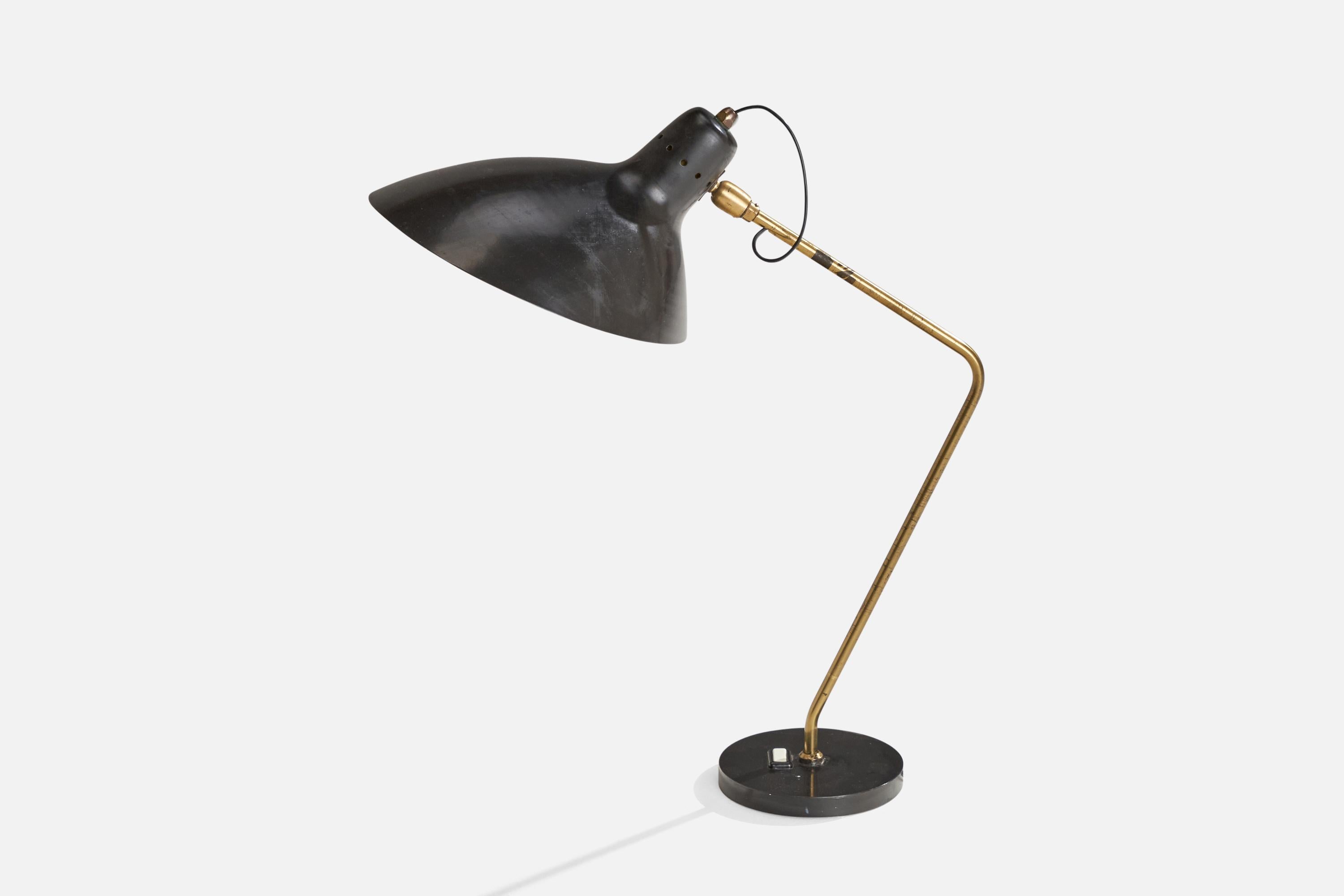 Jacques Biny, Tischlampe, Messing, Metall, Frankreich, 1950er Jahre (Moderne der Mitte des Jahrhunderts) im Angebot