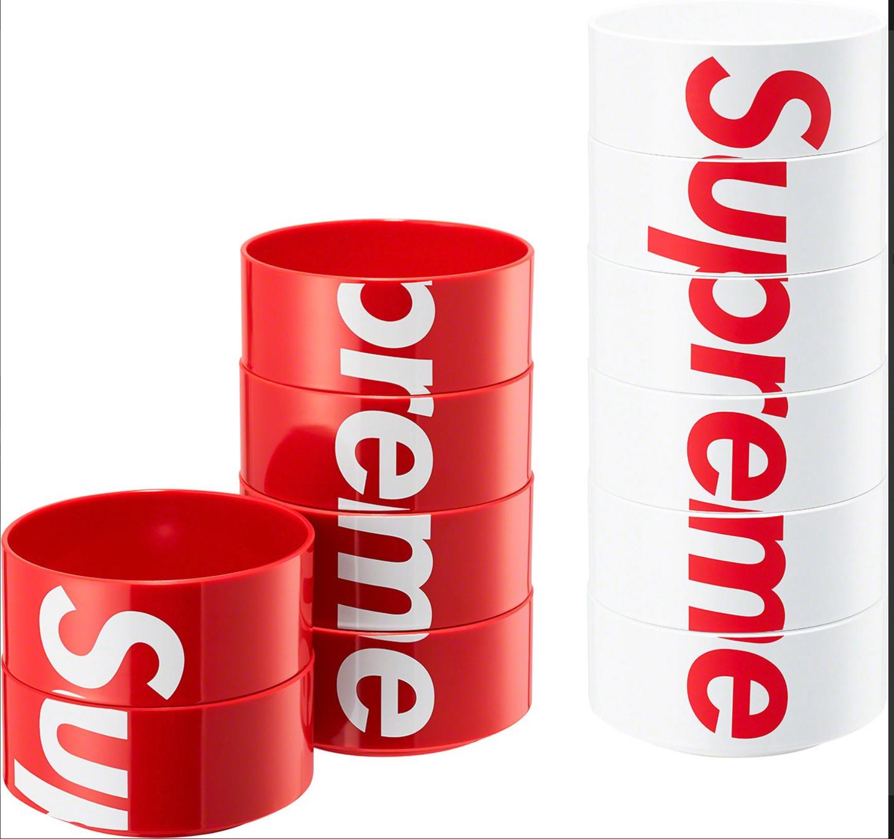 Contemporary Massimo Vignelli x Supreme x Heller Bowls, Red, White, 1964, Spring 2023 For Sale