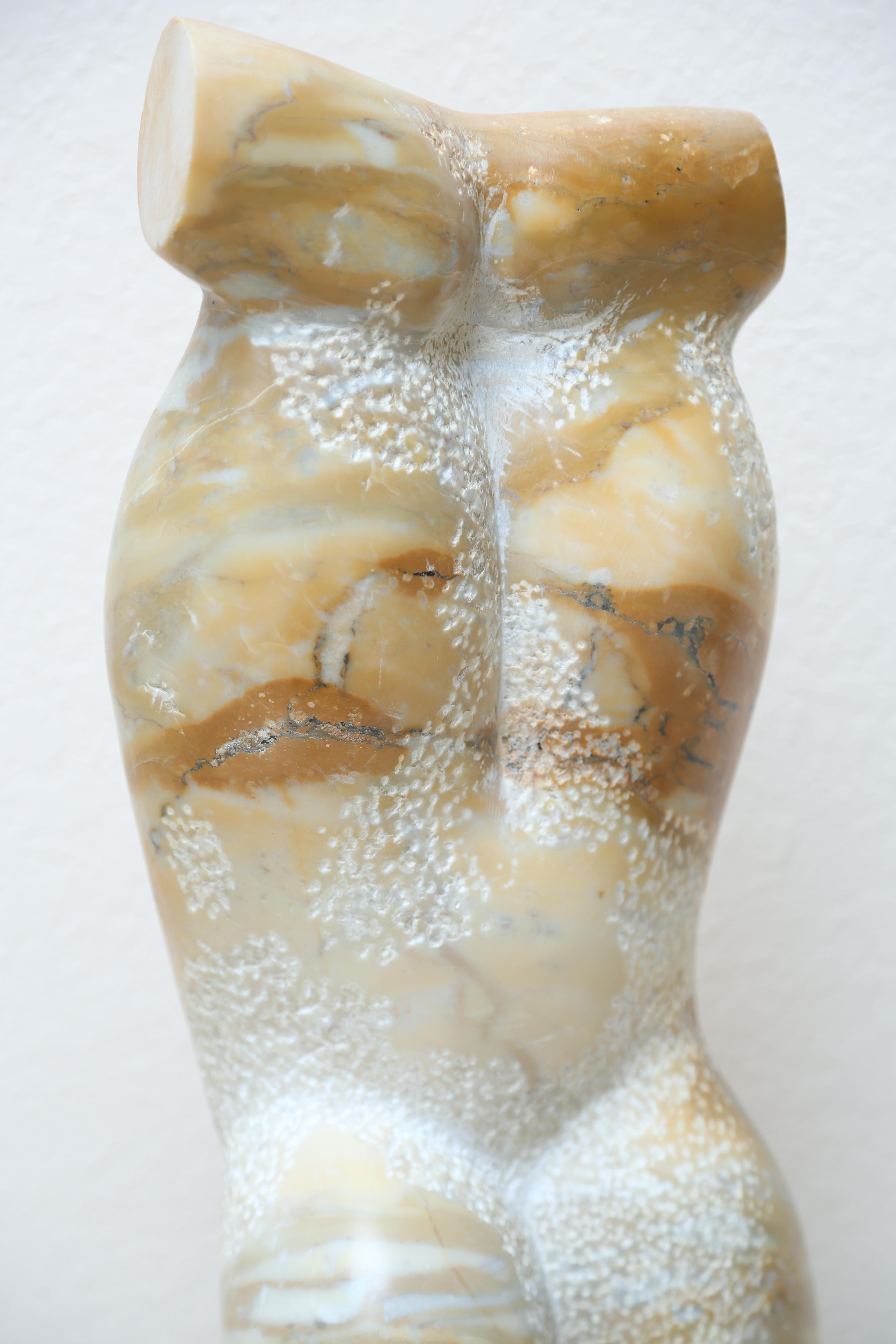 Yellow travertine sculpture - Gray Nude Sculpture by Massimo Villani