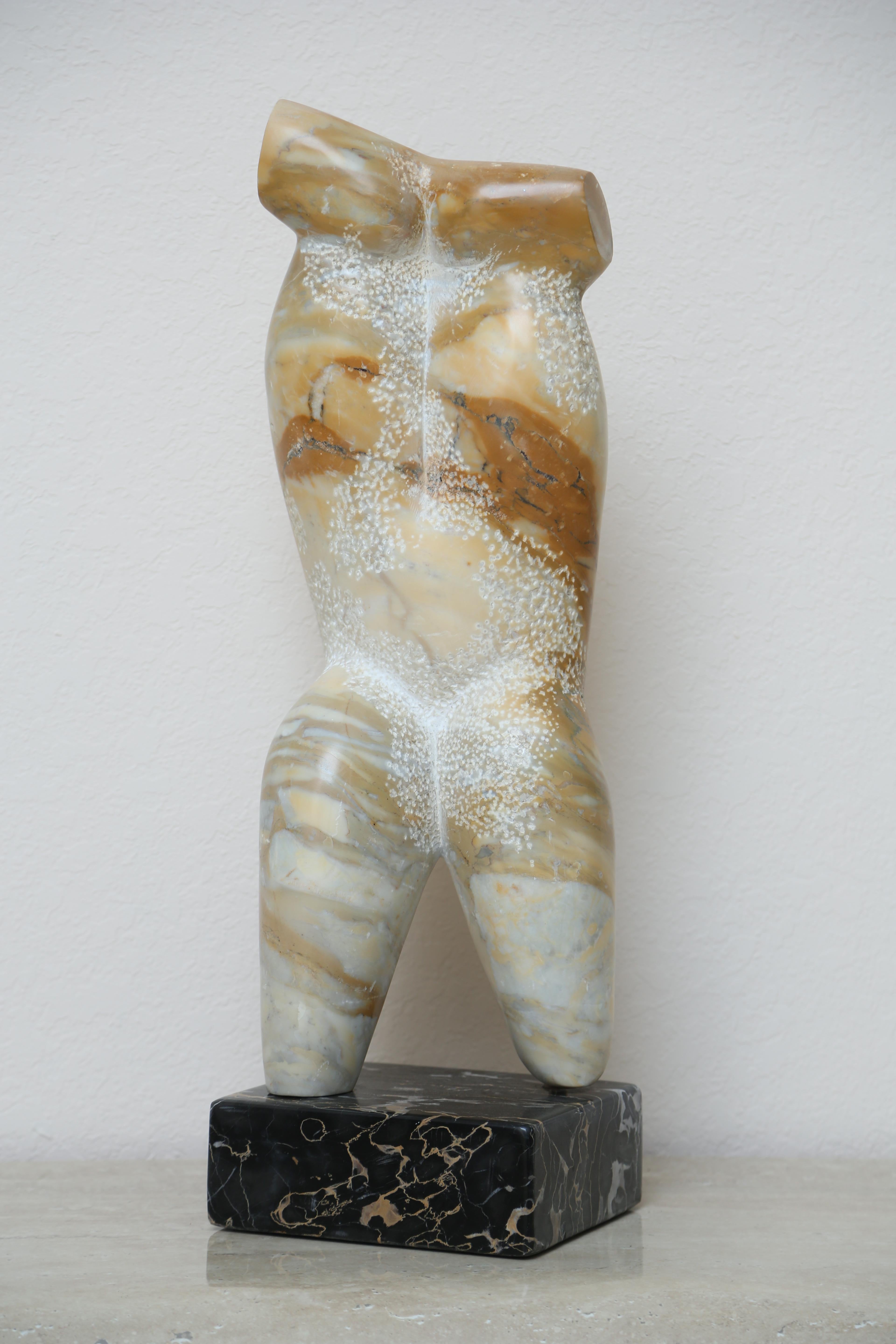 Massimo Villani Nude Sculpture - Yellow travertine sculpture