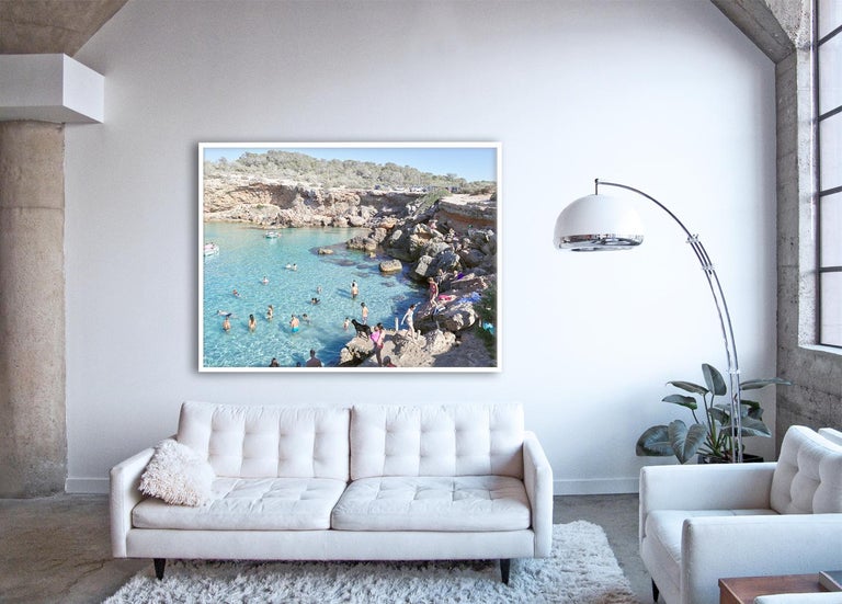 Cala Conta Black Dog - large scale Mediterranean beach scene (artist framed) - Print by Massimo Vitali
