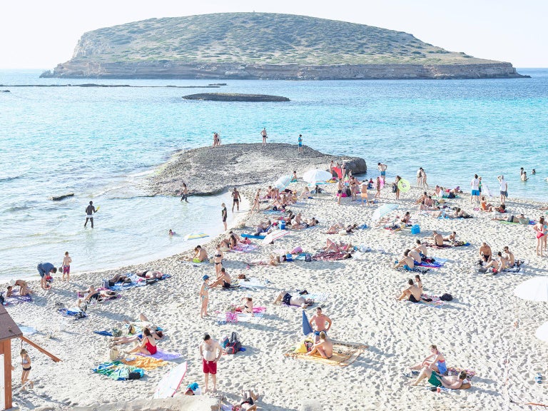 Nude Beach Girls On The Mediterranean Sea - Massimo Vitali - Cala Conta Evening - large scale Mediterranean beach scene  (artist framed) For Sale at 1stDibs