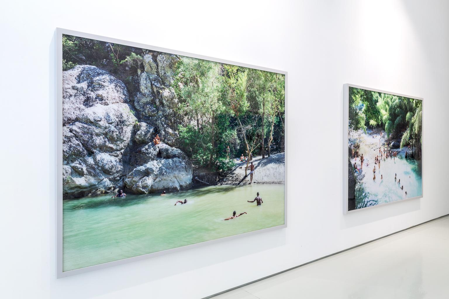 Lampedusa (framed) - large scale photograph of Mediterranean summer beach scene - Contemporary Print by Massimo Vitali