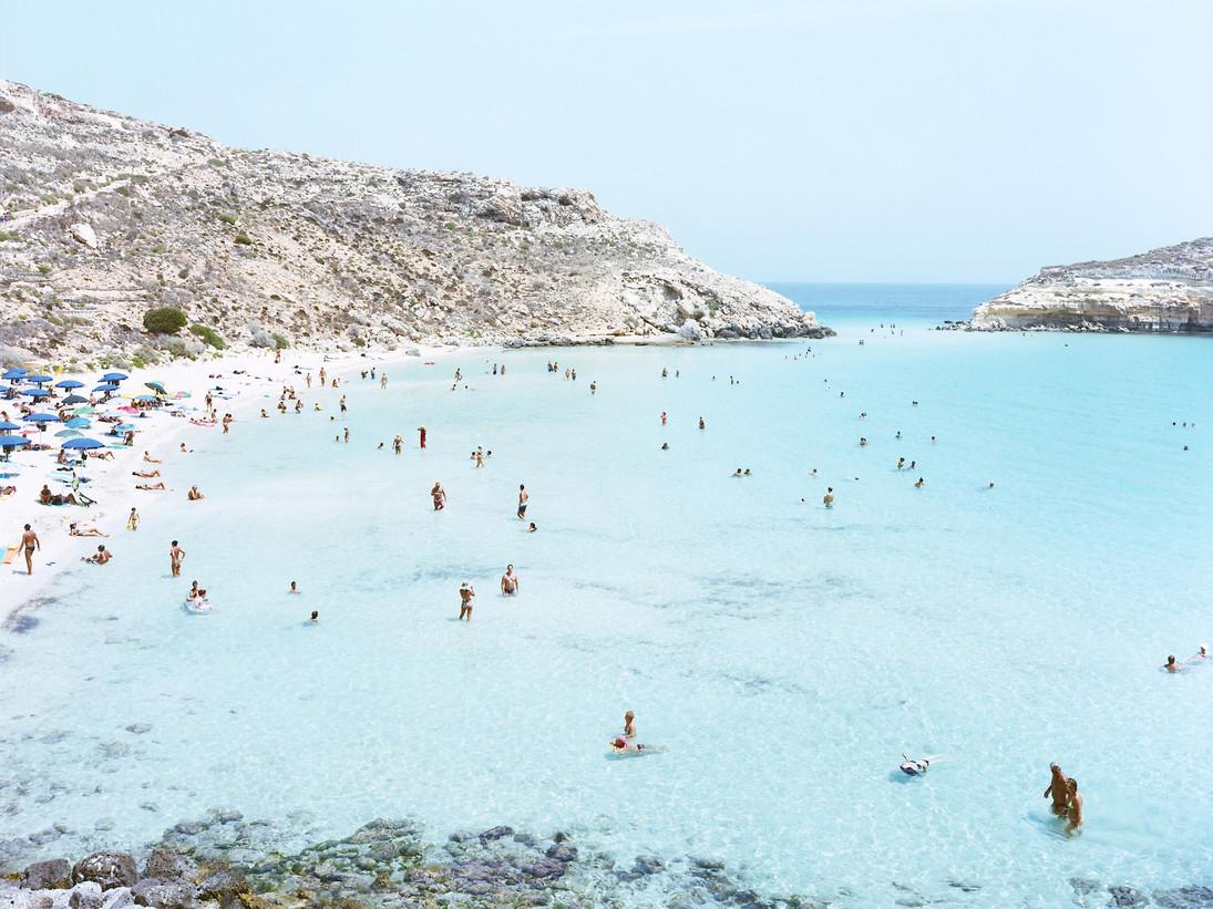 Lampedusa (framed) - large scale photograph of Mediterranean summer beach scene