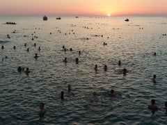 Monopoli Sunrise (framed) - large scale photo of Mediterranean beach ritual