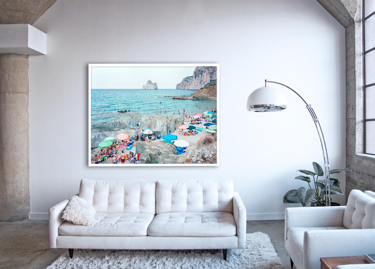 Pan di Zucchero - extra large scale photo of Mediterranean beach scene (framed)  - Photograph by Massimo Vitali