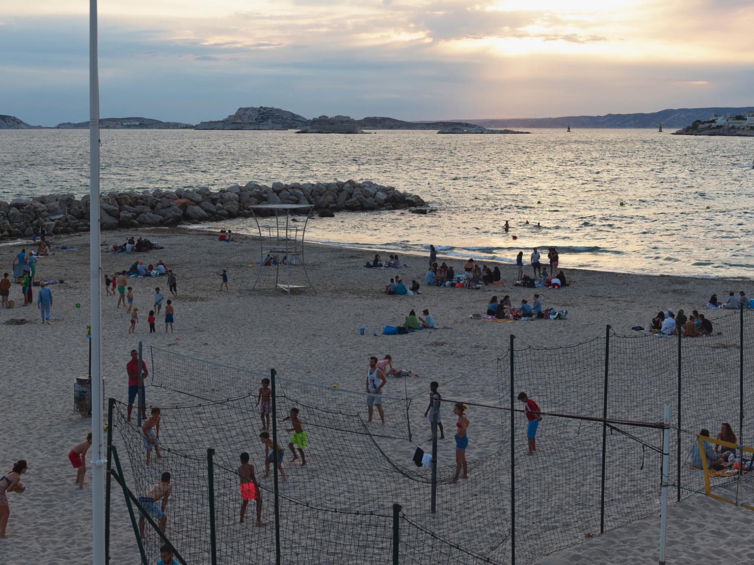 Plage du Prophete Evening (framed) - large scale photo of Mediterranean beach 