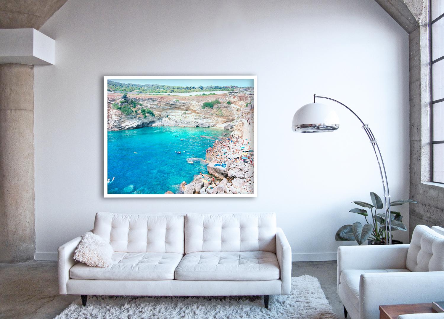 Porto Miggiano Colony - large scale Mediterranean beach scene (artist framed) - Print by Massimo Vitali