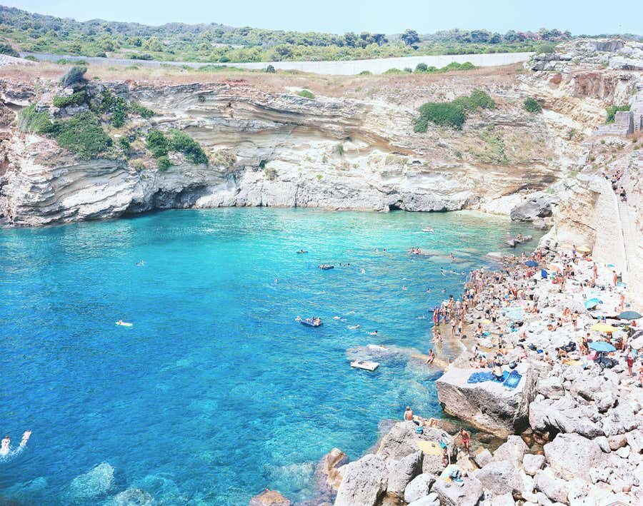Porto Miggiano Colony - large scale Mediterranean beach scene (artist framed)