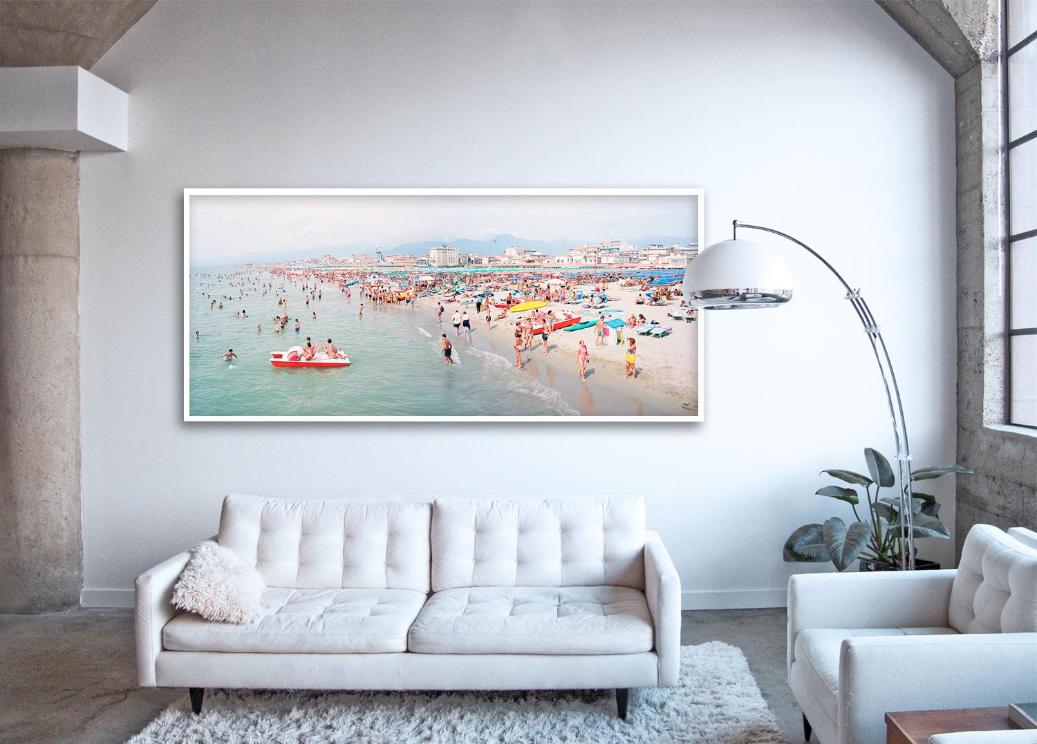 Viareggio Pano (framed) - unique panoramic photograph of Mediterranean beach  - Photograph by Massimo Vitali