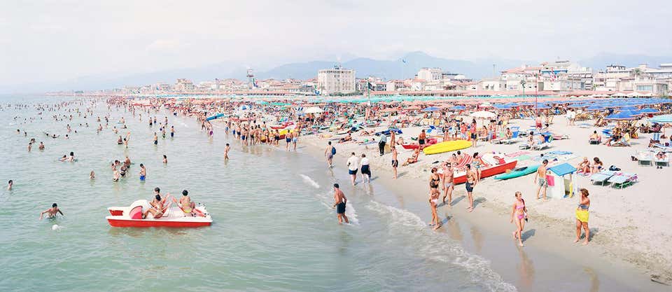 Viareggio Pano (artist framed) - unique panorama of Mediterranean summer beach