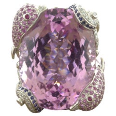 Massive 107.08 Carat Kunzite Diamond Sapphire 18K White Gold Ocean-Dolphin