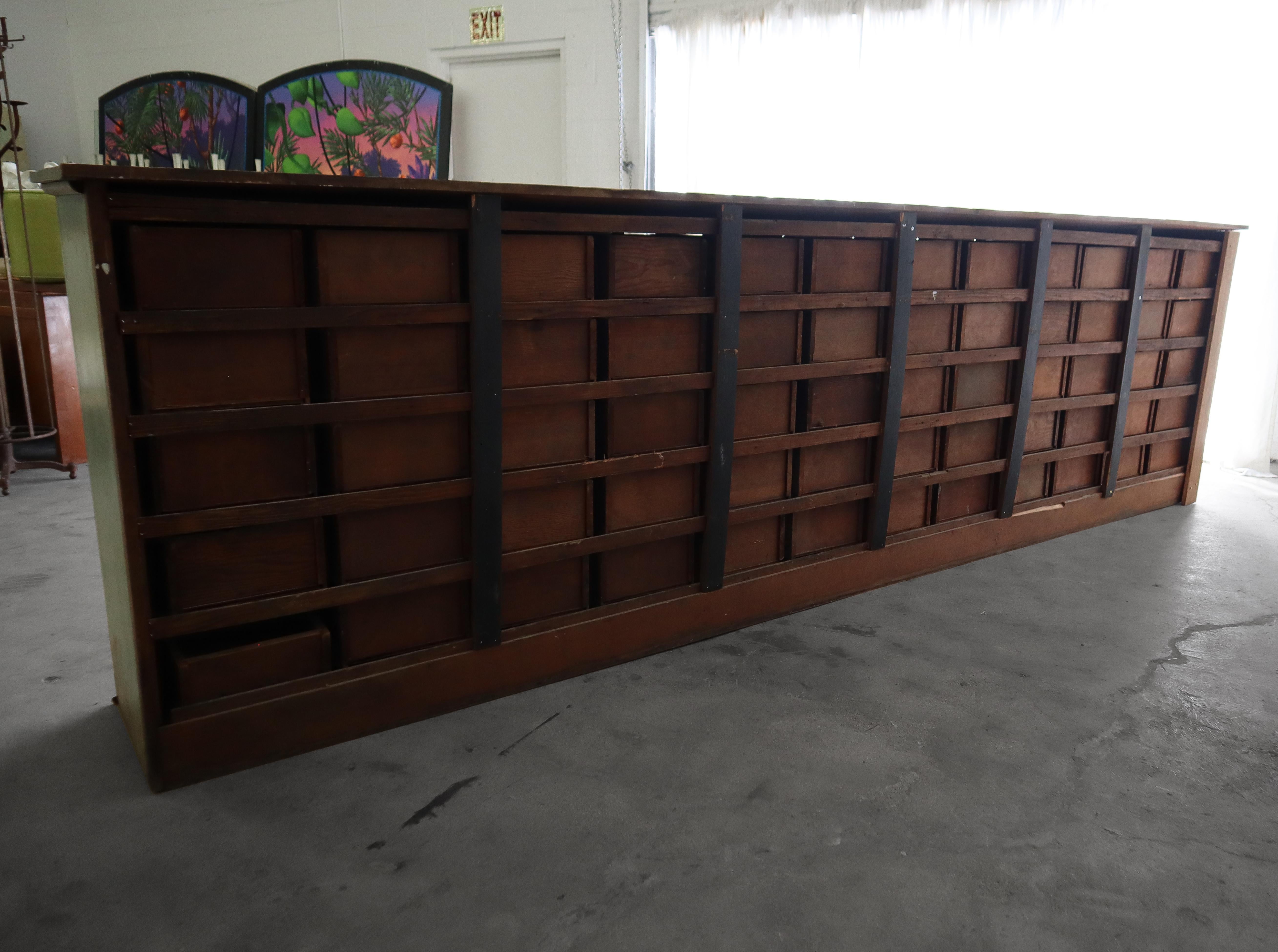 Massive 12 Foot Sixty Drawer Antique Apothecary Cabinet 5