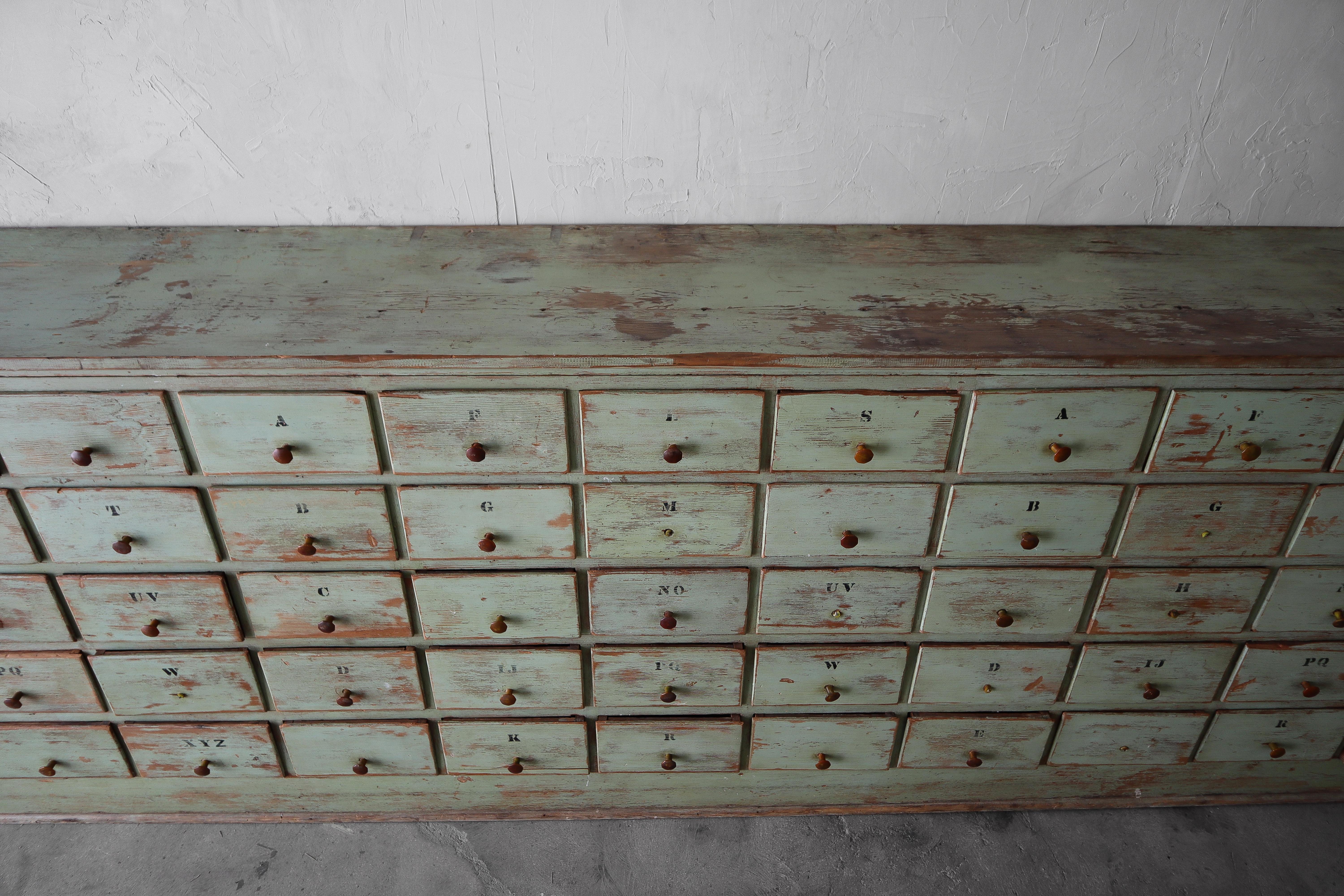 19th Century Massive 12 Foot Sixty Drawer Antique Apothecary Cabinet
