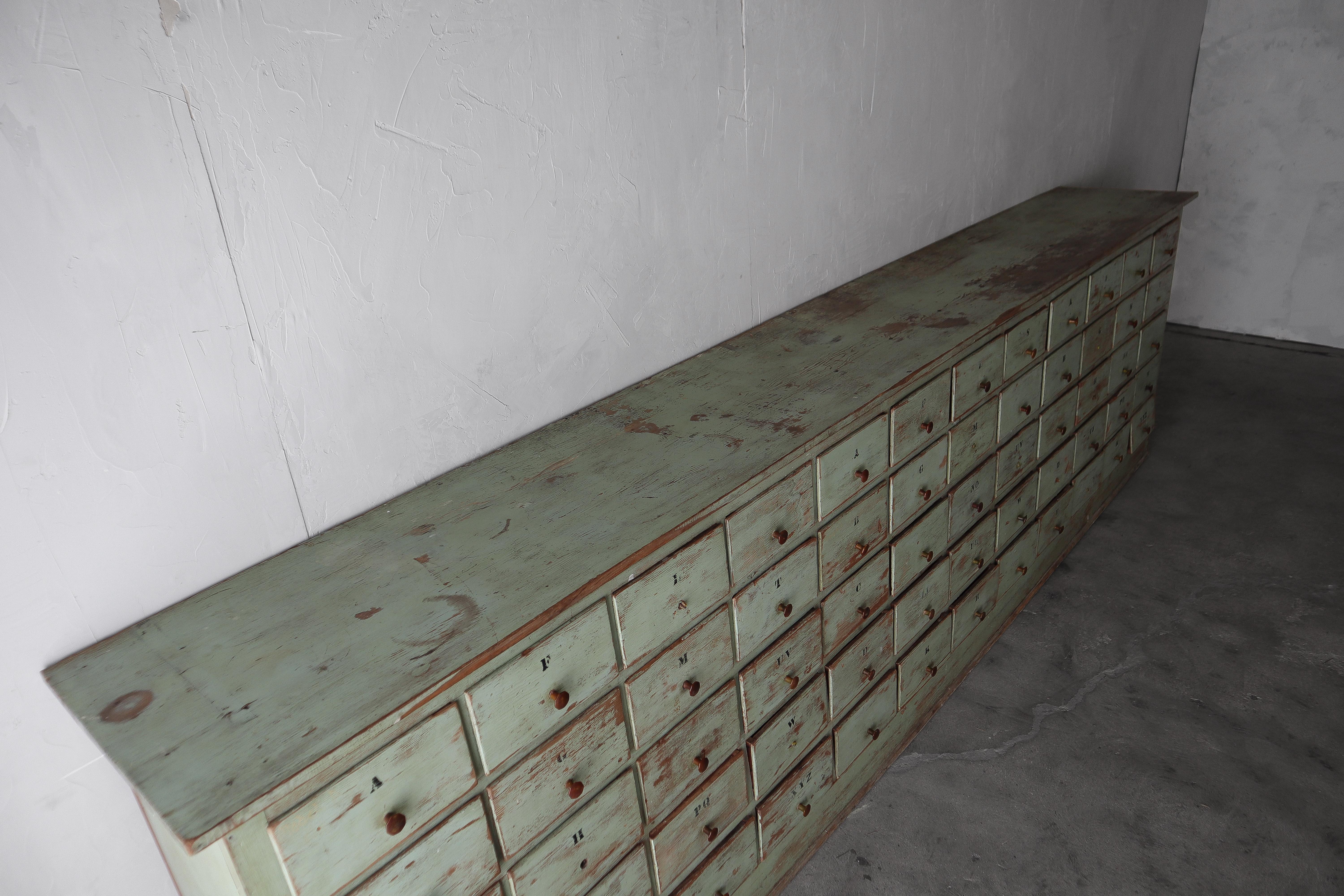 Massive 12 Foot Sixty Drawer Antique Apothecary Cabinet 2