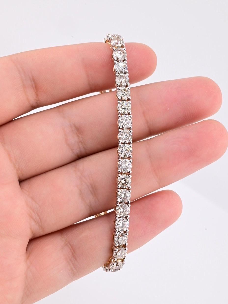 Massive 13.90 Carat Natural Diamond Tennis Bracelet VS Clarity 1