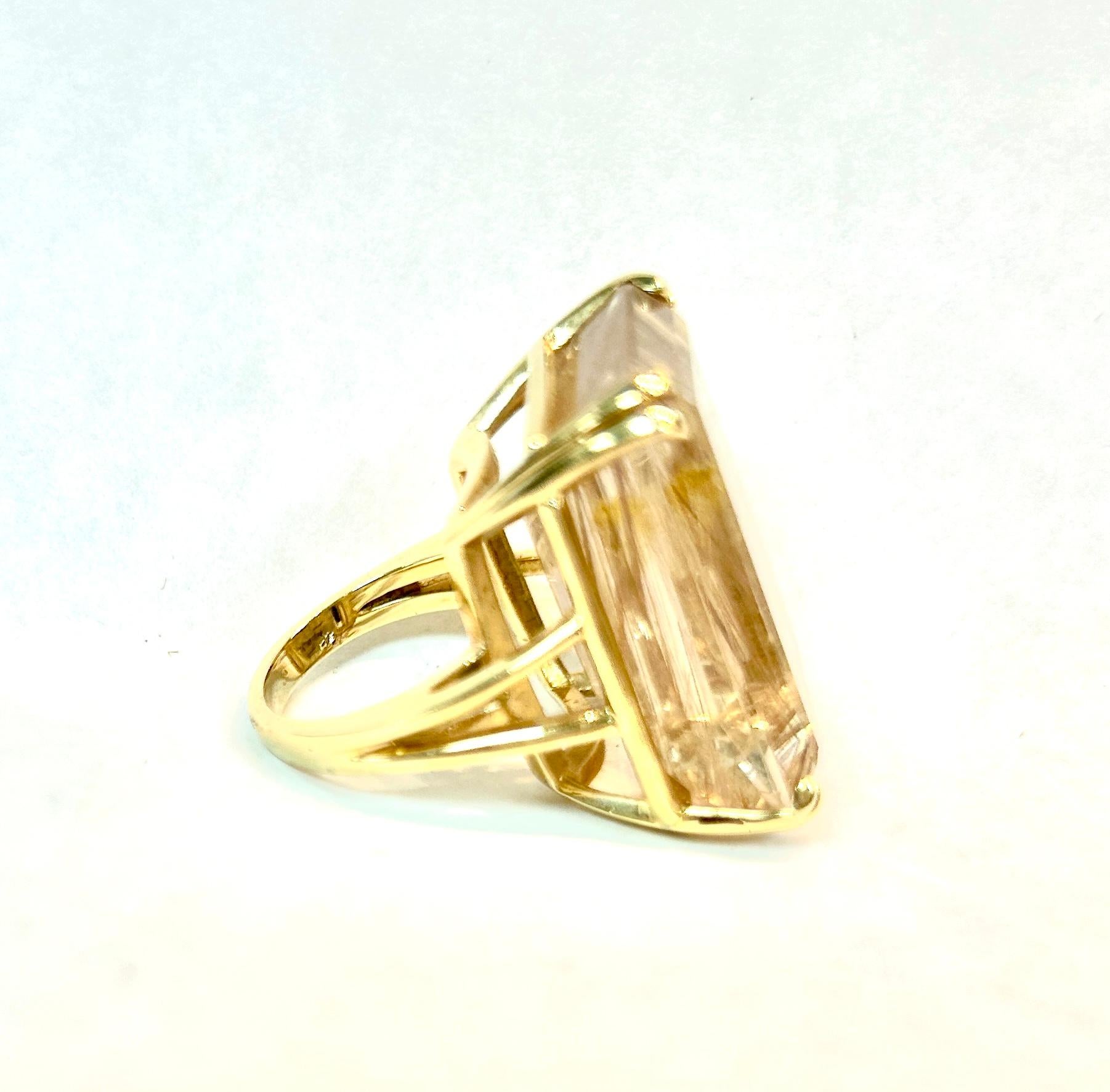 Modern Massive 14K Gold Mounted Pale Brown Topaz Cocktail Ring For Sale