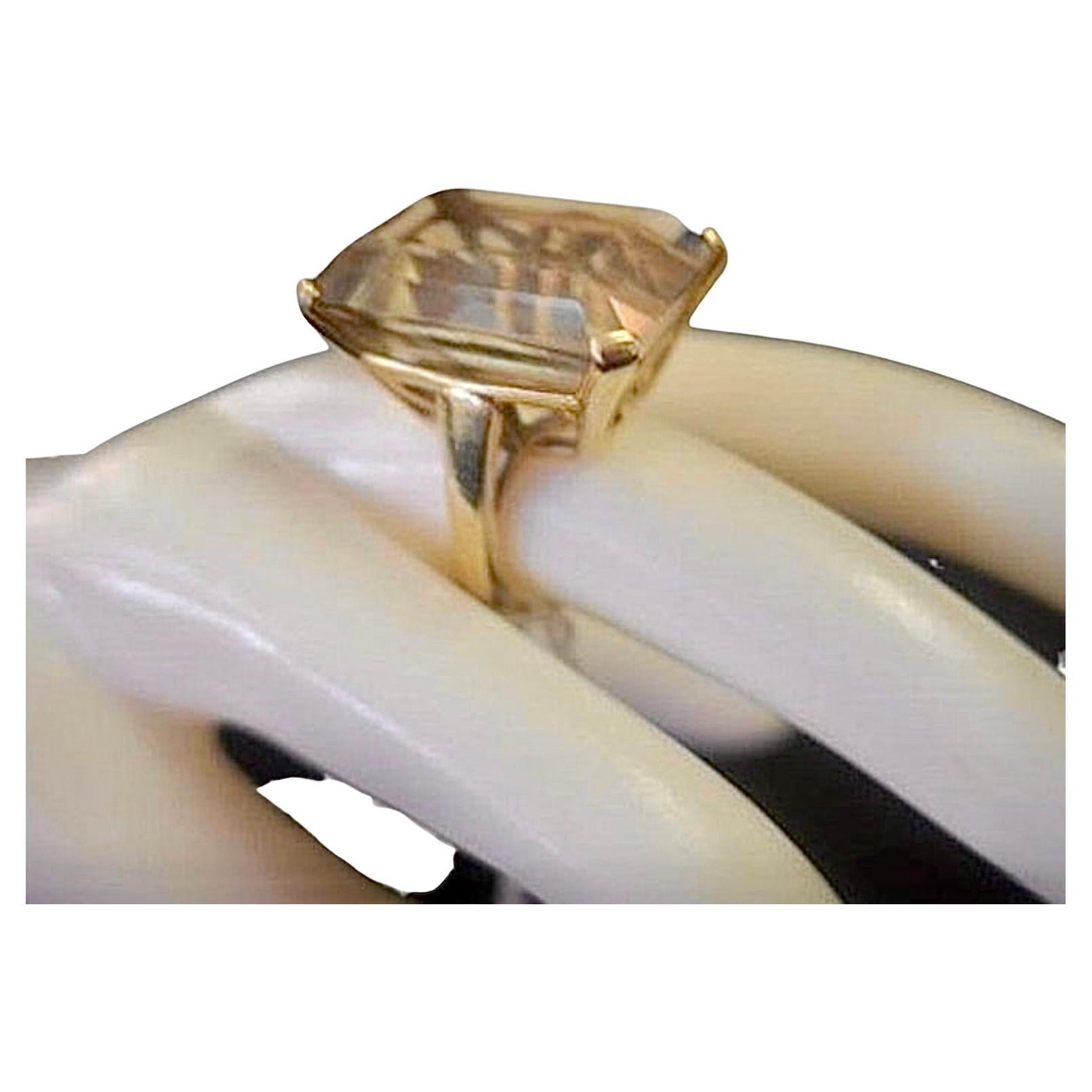 Massive 14K Gold Mounted Pale Brown Topaz Cocktail Ring