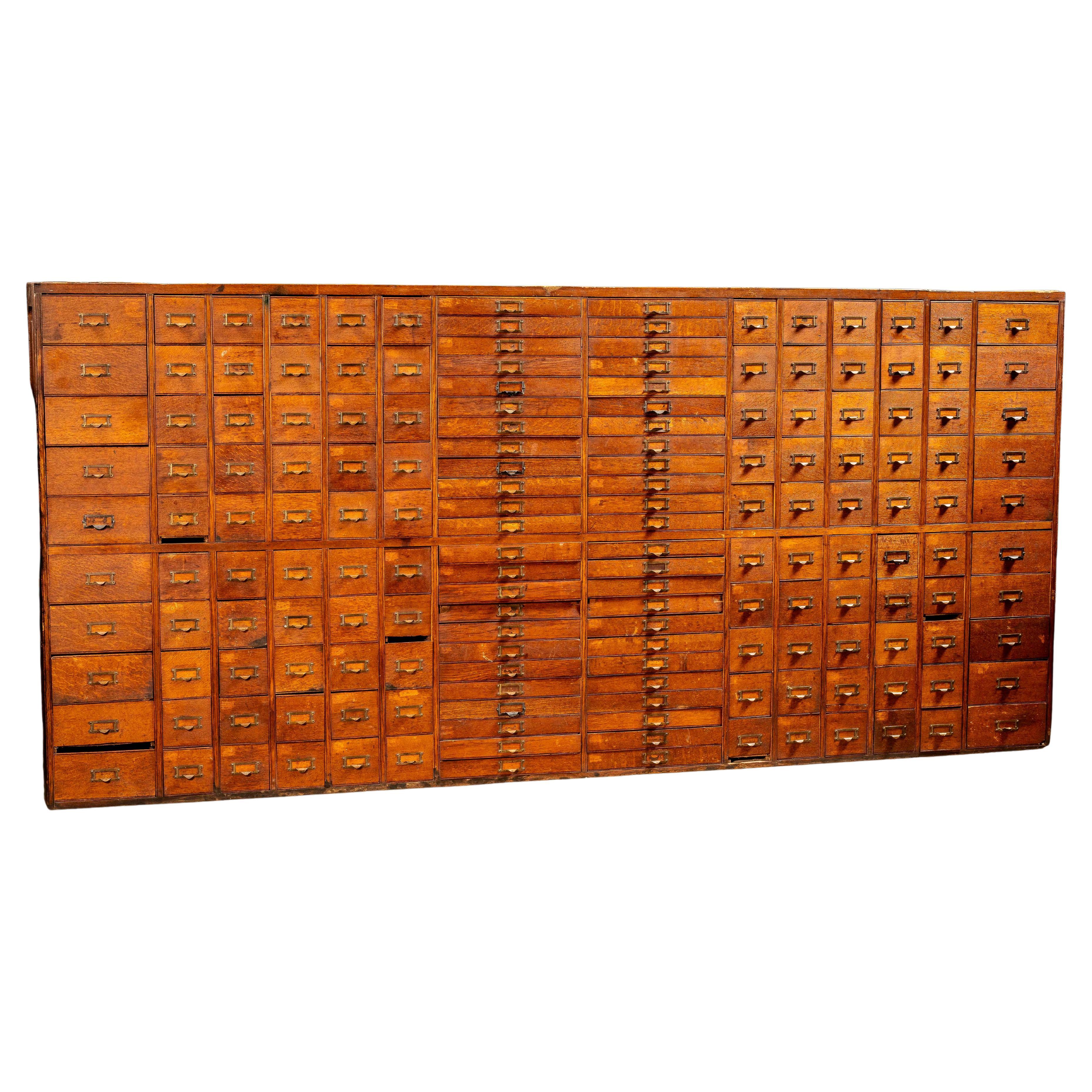 Massive 168-Drawer Oak Parts Cabinet