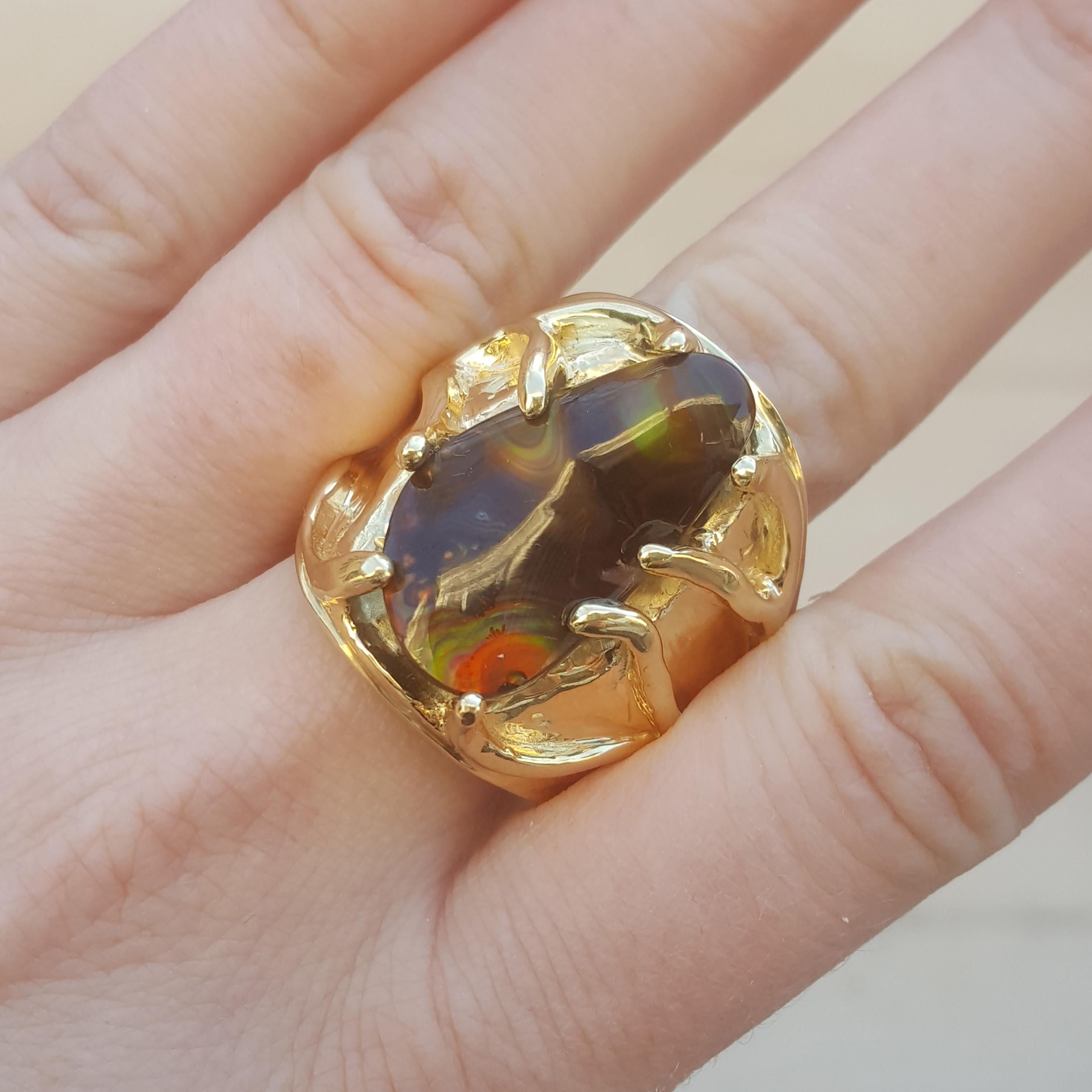 fire agate mens ring