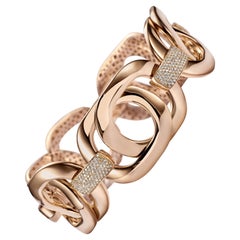 Massive 18 kt. rose gold Link / Chain Bracelet With 3.99 ct. Diamonds