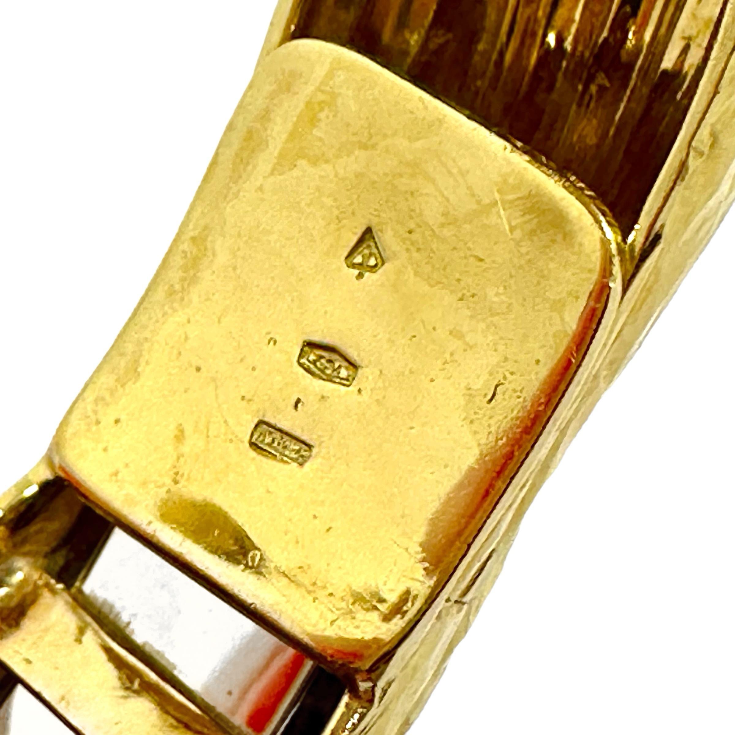 Massive 18K Hammered Finish Yellow Gold, Scroll Motif, Bypass Cuff Bracelet For Sale 3