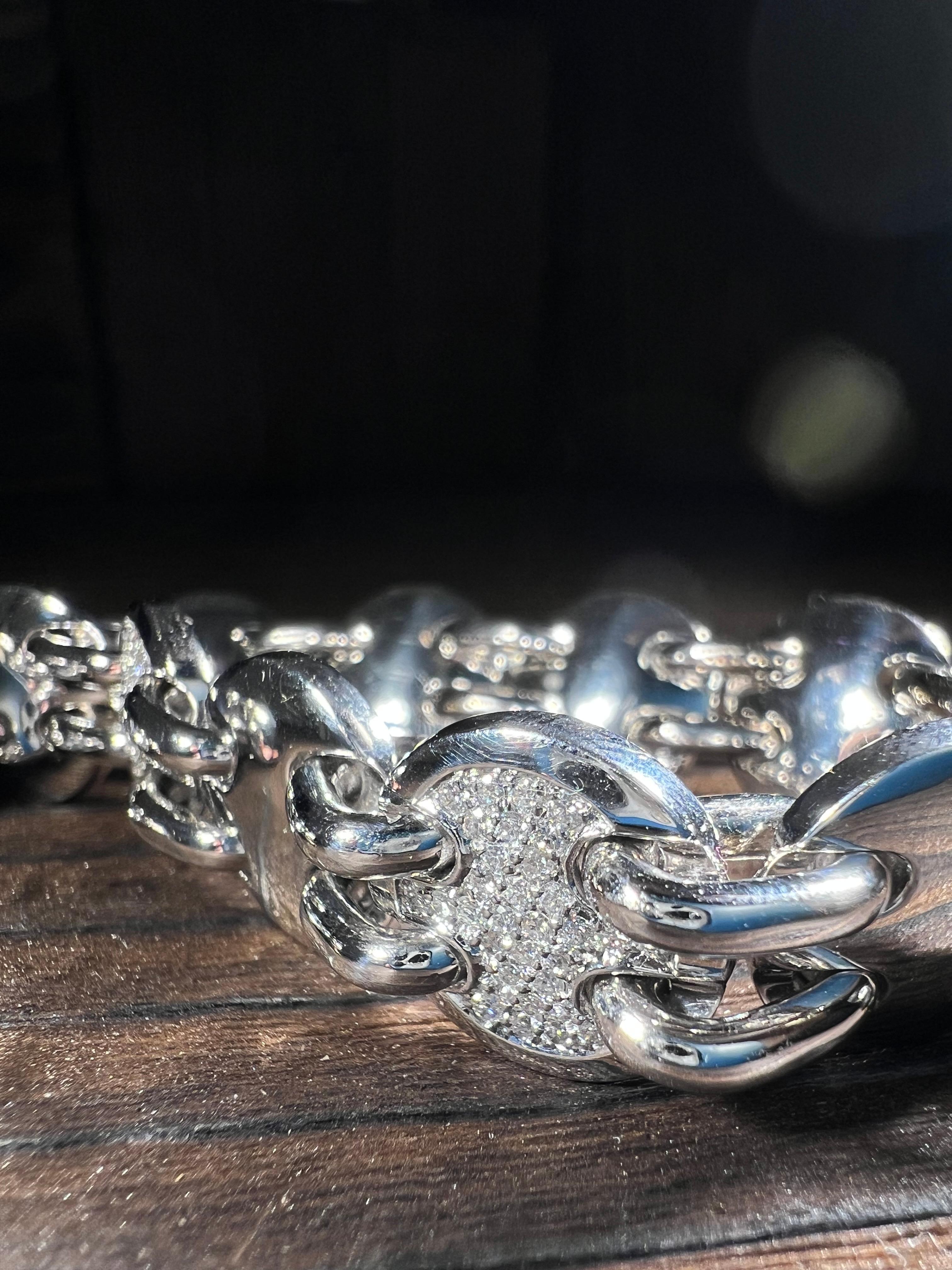 Armkette massive en or 18 carats 111 g mit 96 Brillanten 0,74 carat Unisexe en vente