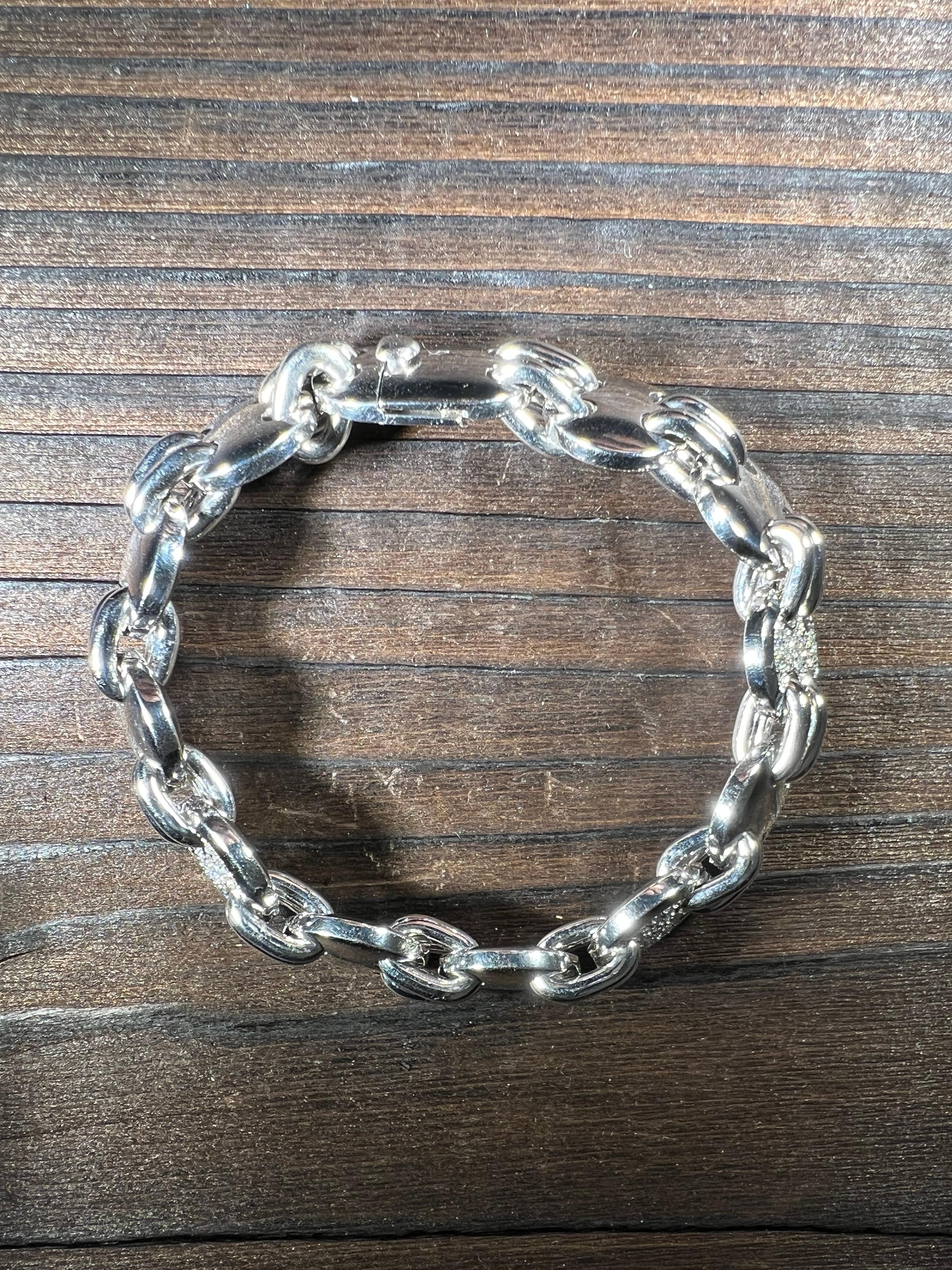 Armkette massive en or 18 carats 111 g mit 96 Brillanten 0,74 carat en vente 2