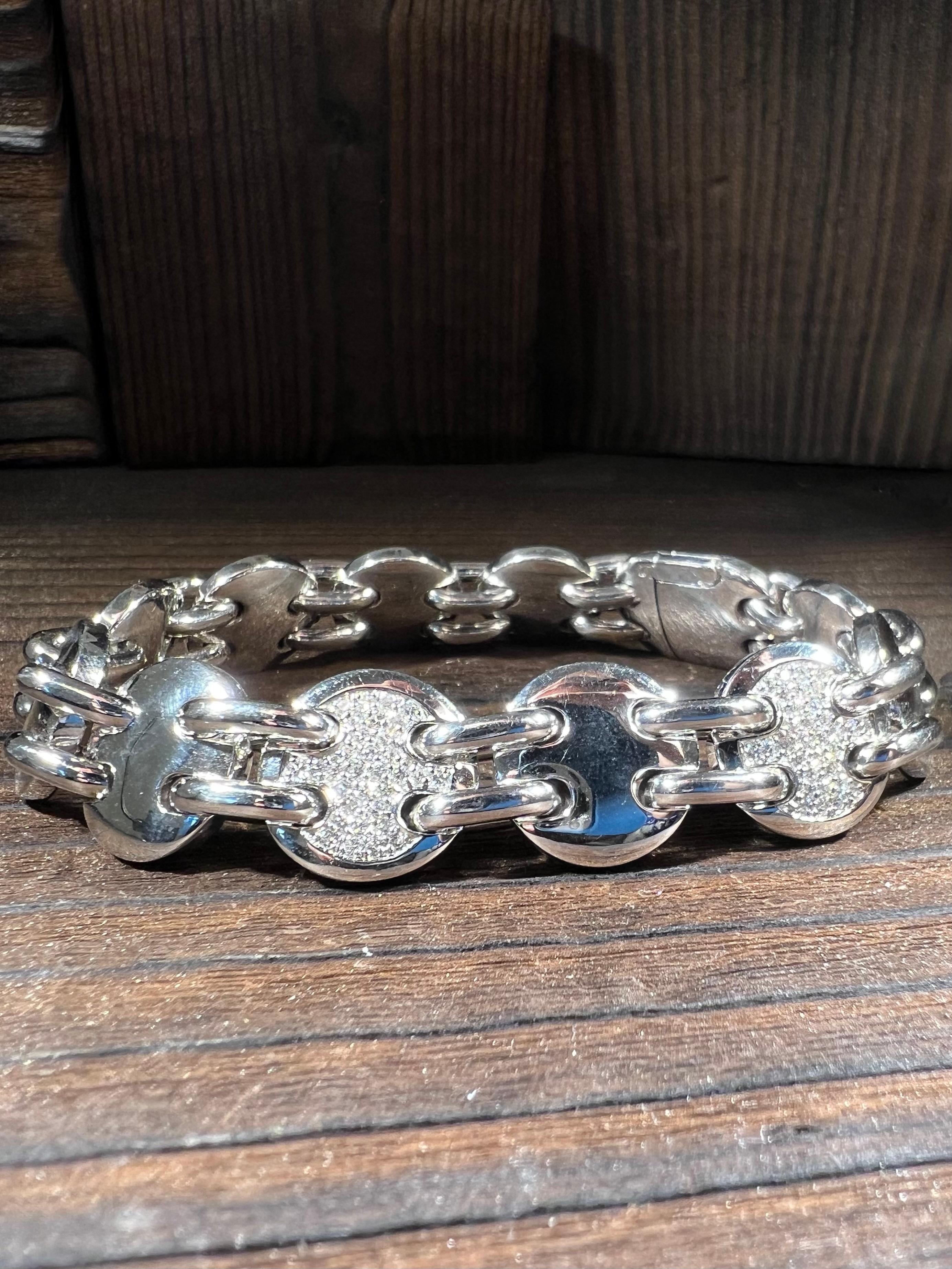 Armkette massive en or 18 carats 111 g mit 96 Brillanten 0,74 carat en vente 3