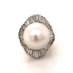 Massive South Sea Pearl Diamond Gold Ring