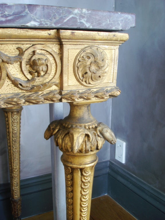 Marble Massive 18th Century Italian Giltwood Console Table For Sale