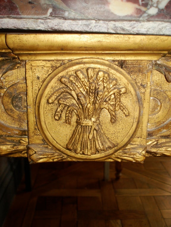 Massive 18th Century Italian Giltwood Console Table For Sale 2
