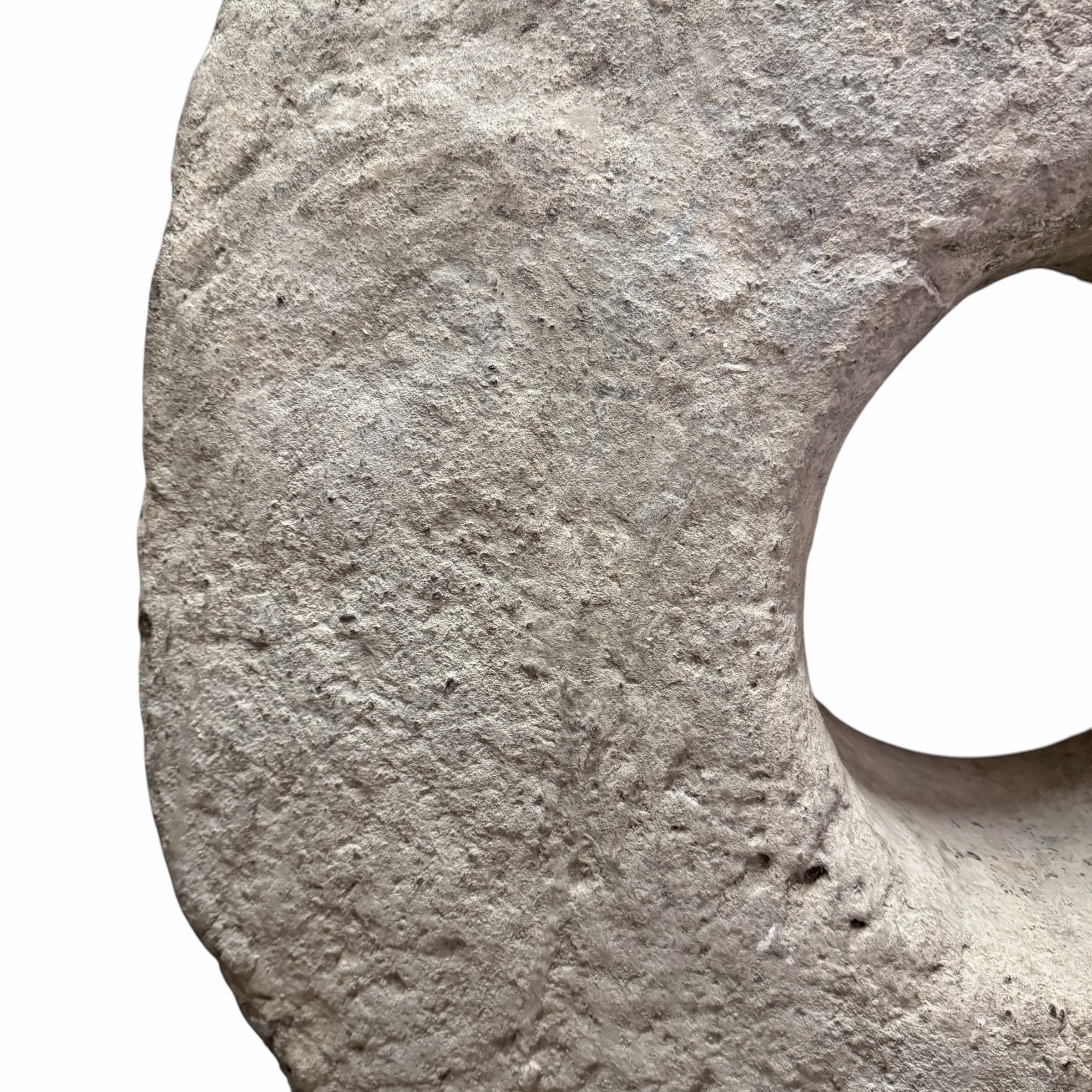 Massive 18th Century Limestone Grinding Stone on Custom Steel Mount For Sale 3