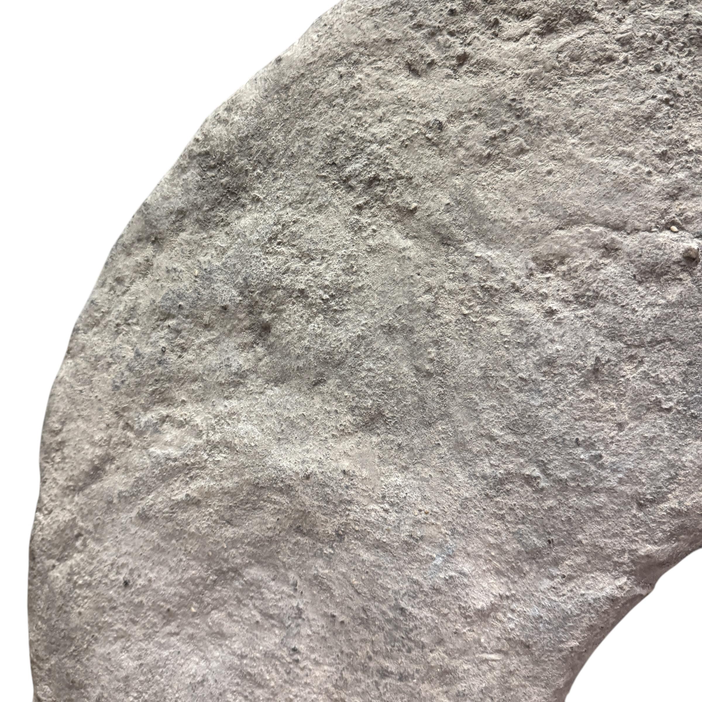 Massive 18th Century Limestone Grinding Stone on Custom Steel Mount For Sale 4