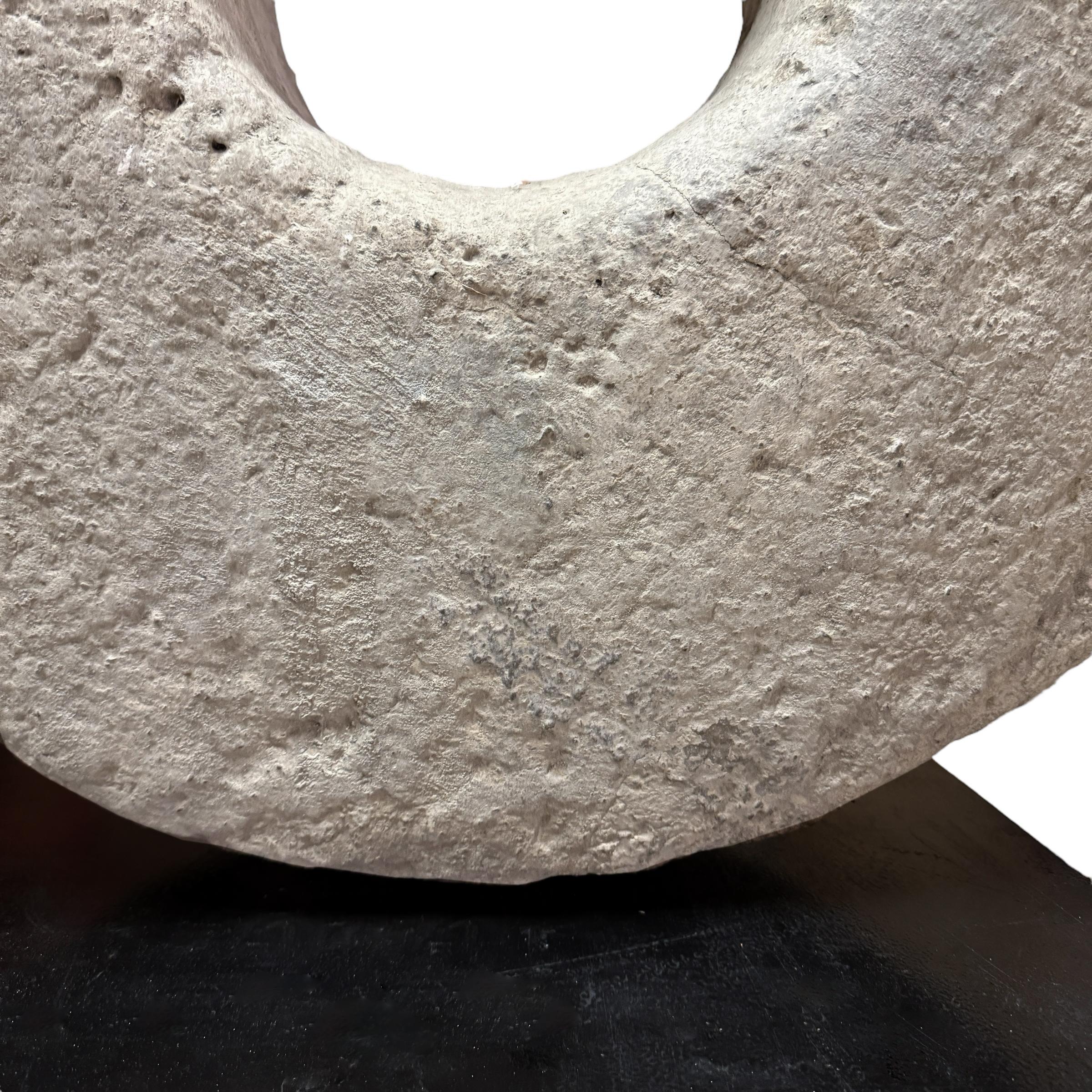 Massive 18th Century Limestone Grinding Stone on Custom Steel Mount For Sale 5