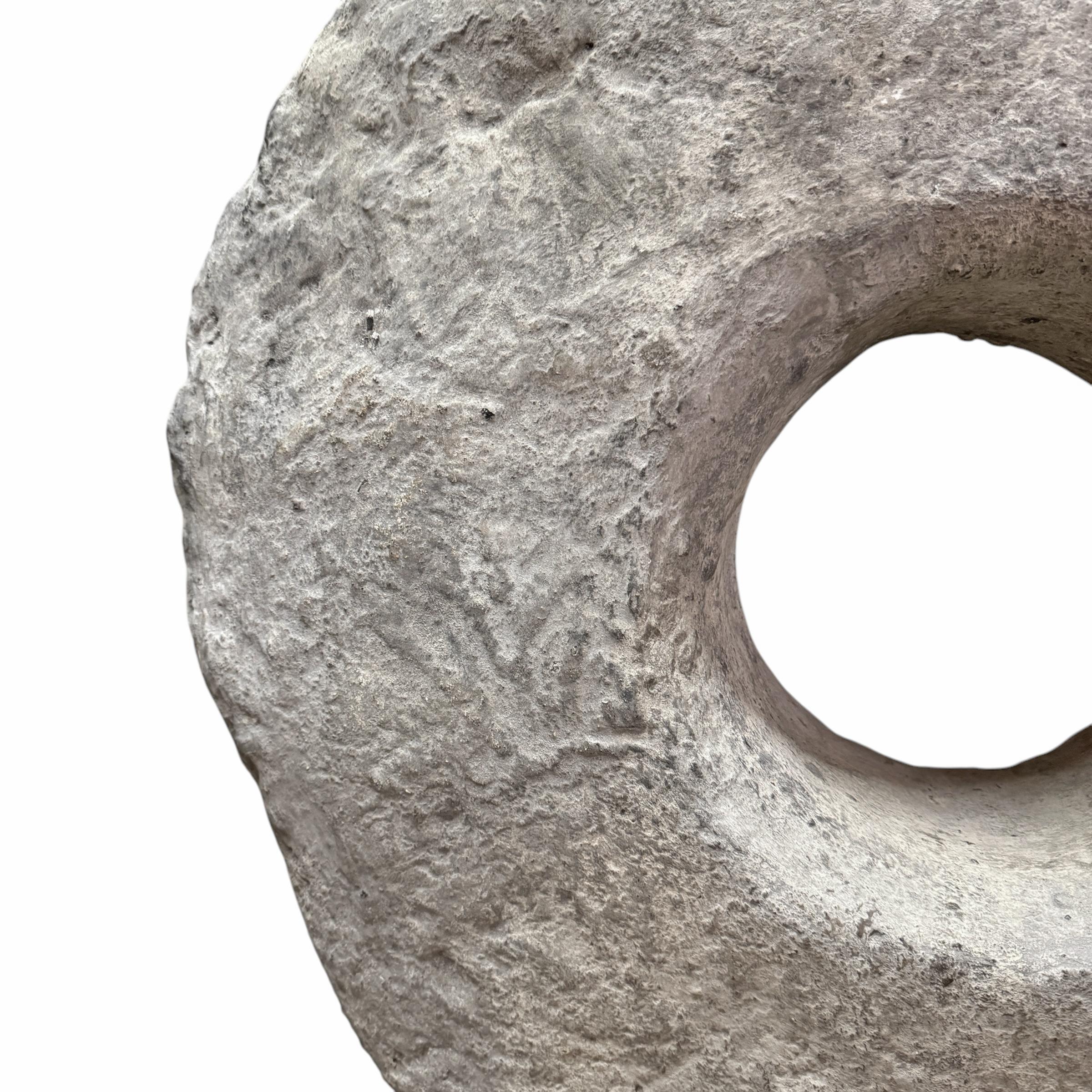 18th Century and Earlier Massive 18th Century Limestone Grinding Stone on Custom Steel Mount For Sale