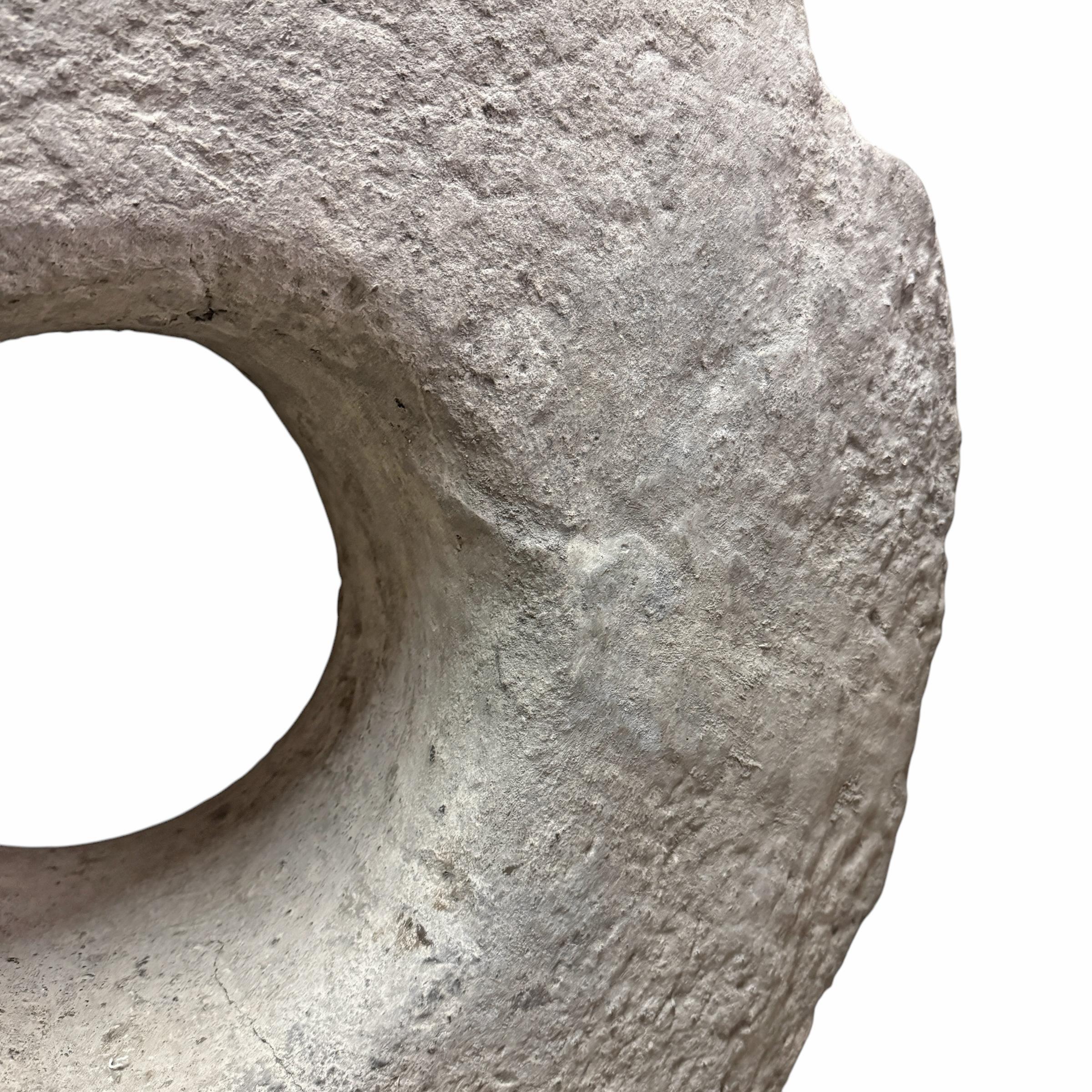 Massive 18th Century Limestone Grinding Stone on Custom Steel Mount For Sale 2