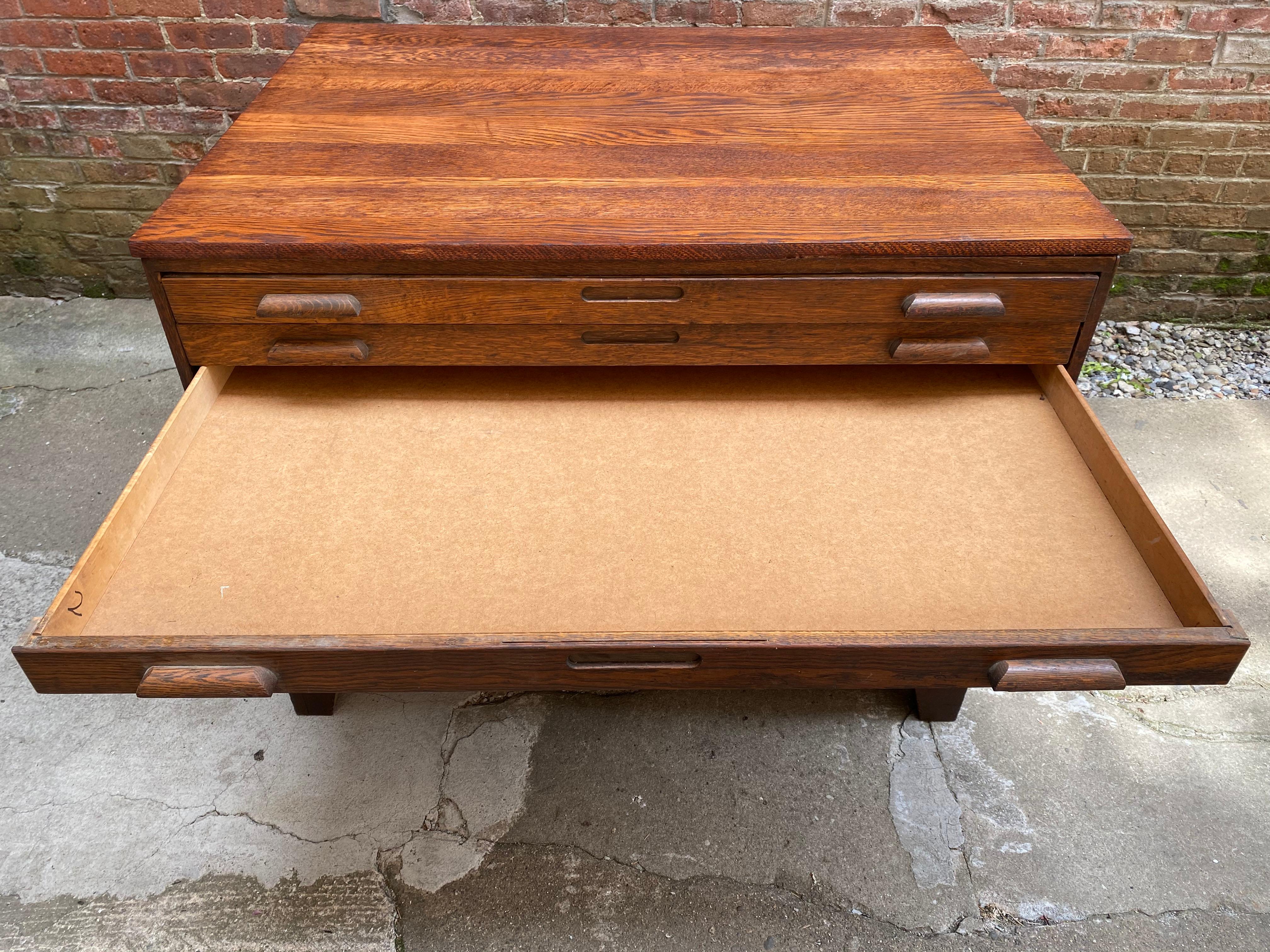 Massive 1930s Oak Artist's Flat File 1