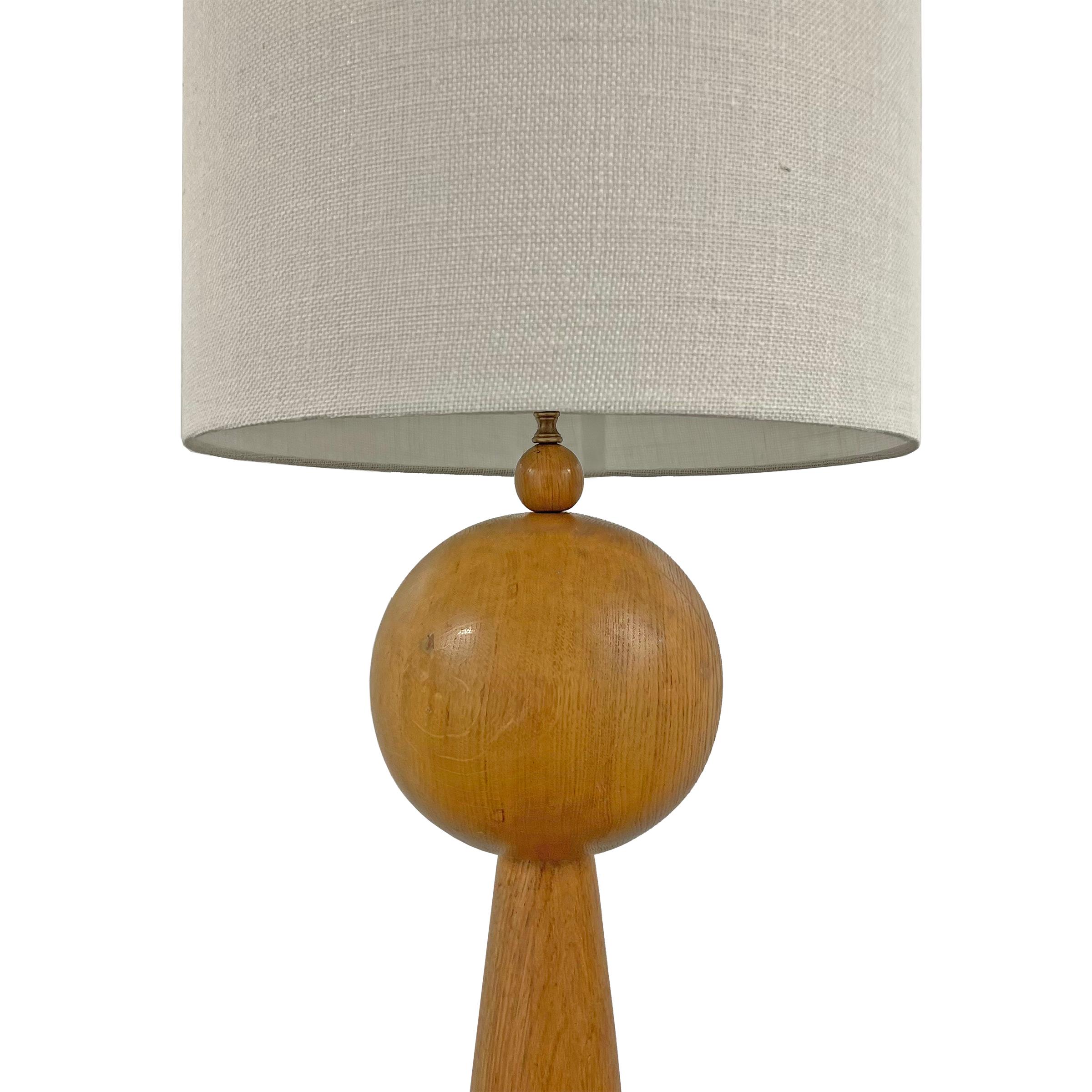 Oak Massive 1950s French Modernist Lamp