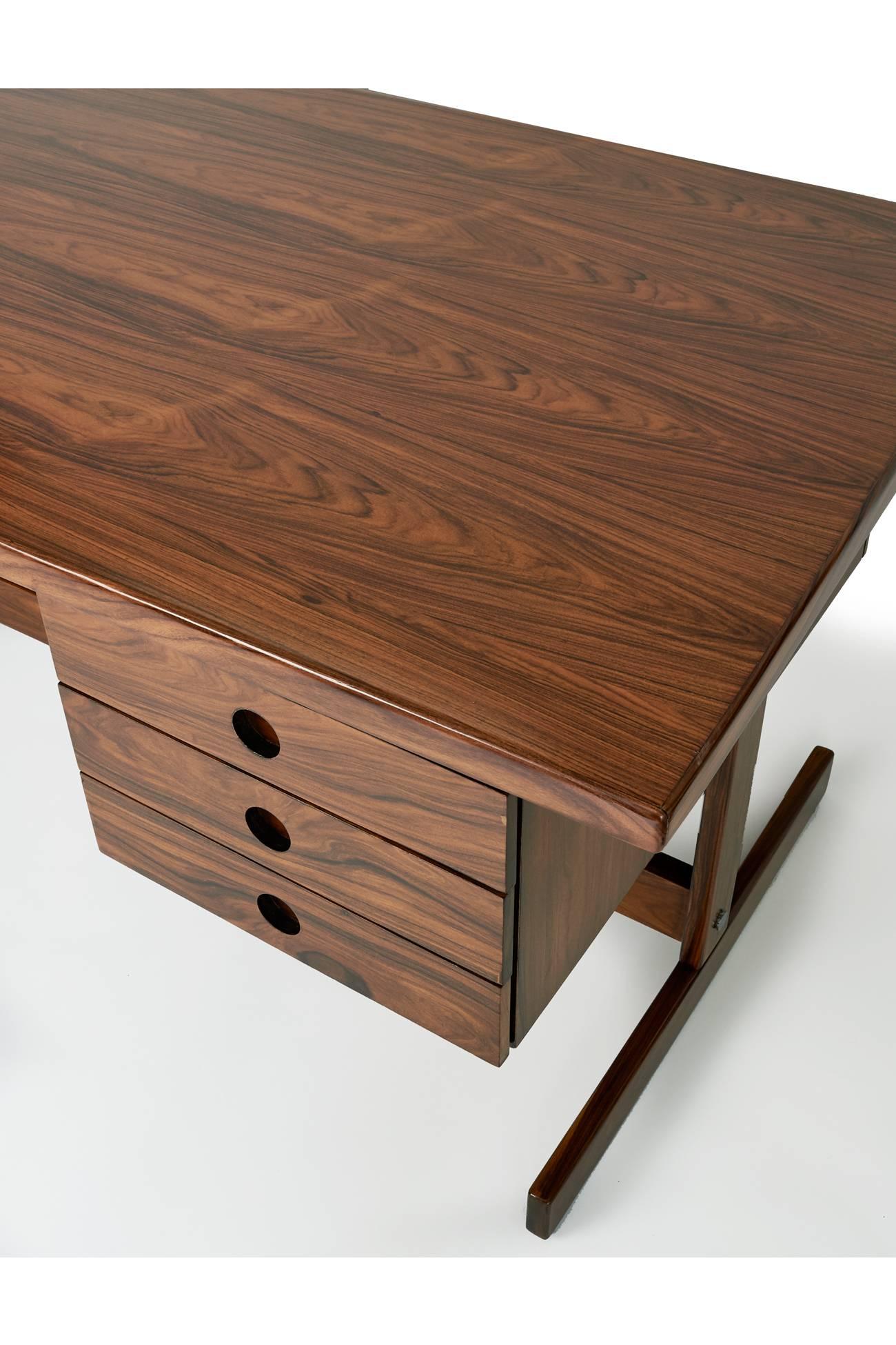 Sérgio Rodrigues, Monumental + Exquisite Modernist Jacaranda Desk, Brazil 1960's In Excellent Condition In New York, NY