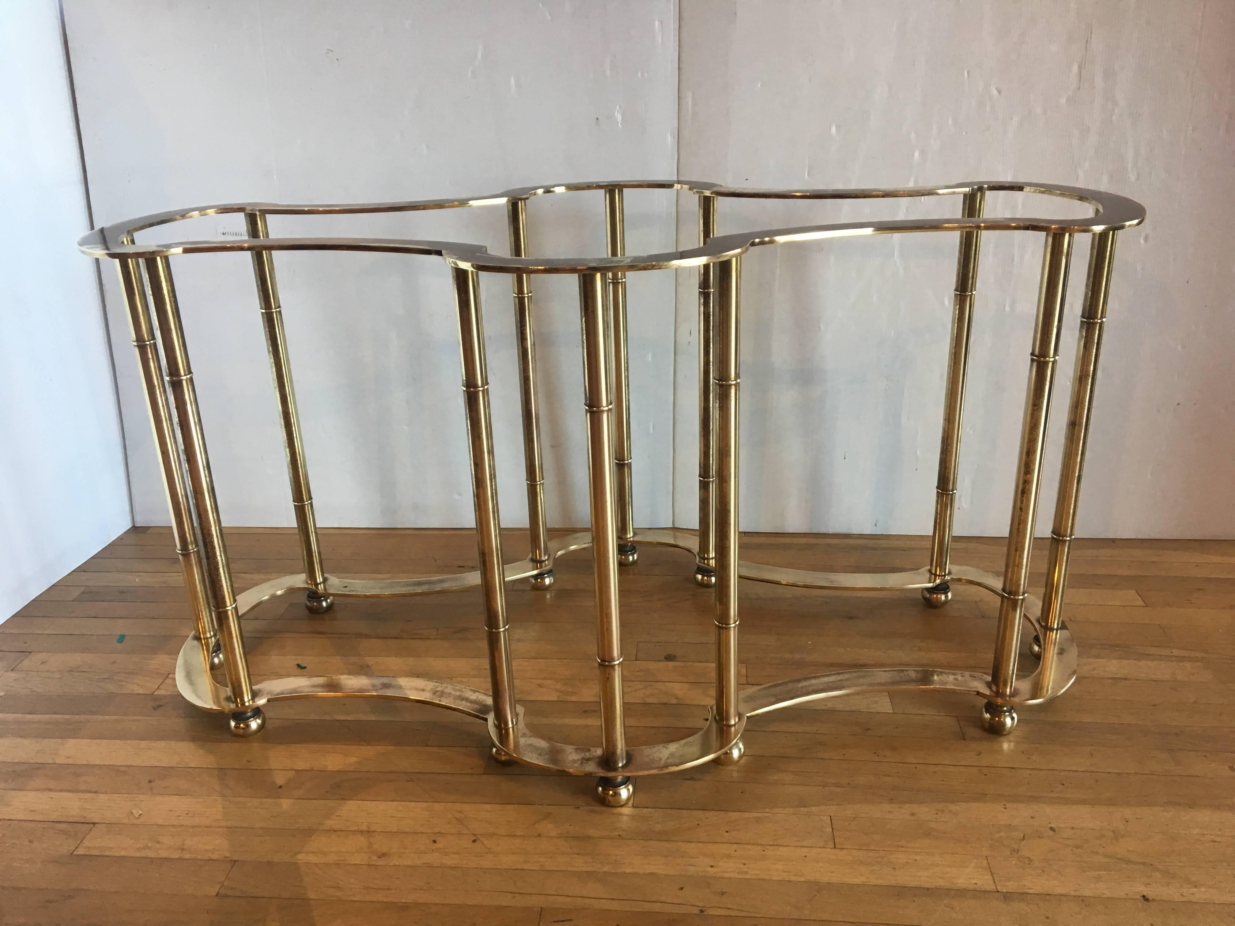 Hollywood Regency Massive, 1960s Solid Brass Racetrack Dining Table Base by Mastercraft