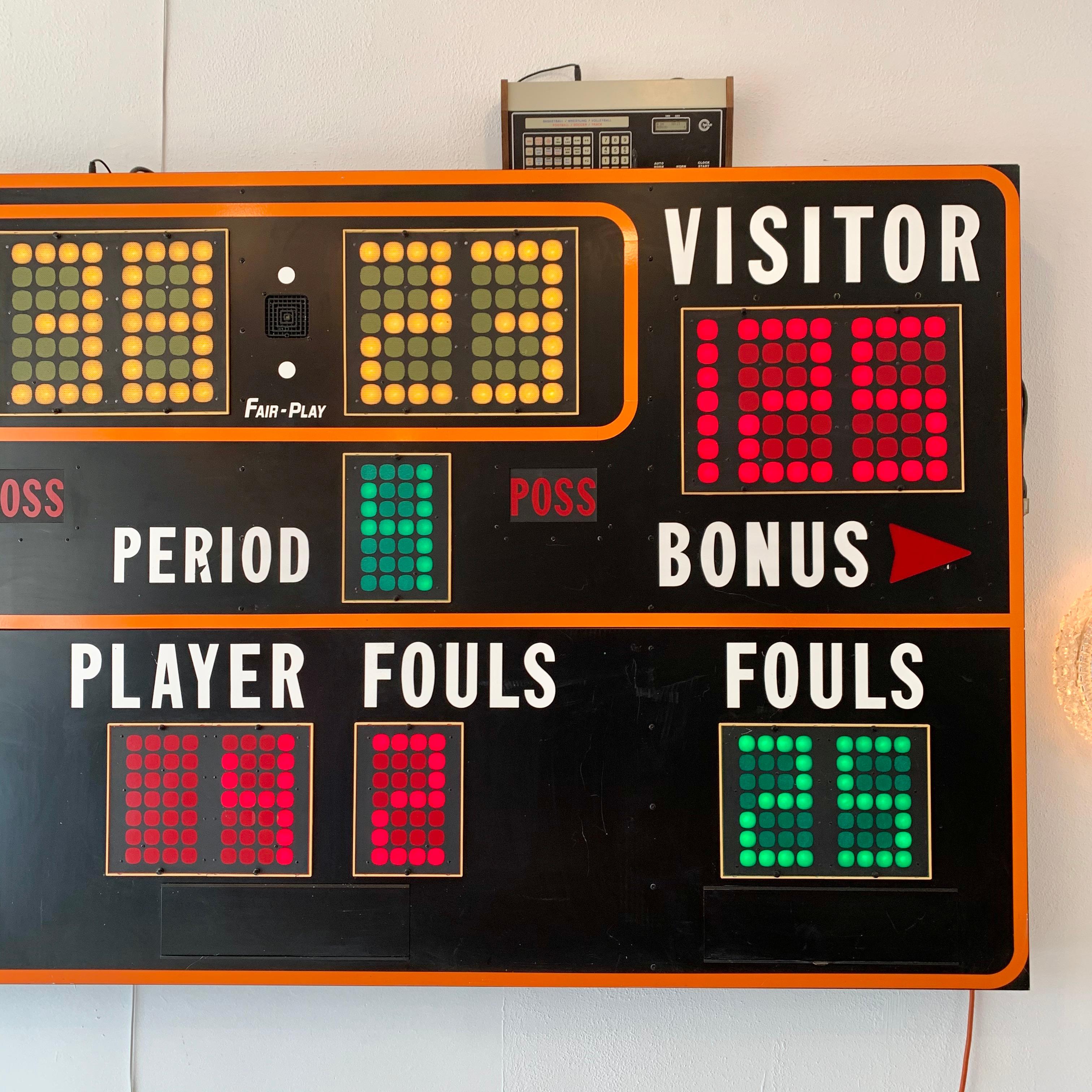 Massive 1970s Basketball Scoreboard In Good Condition In Los Angeles, CA