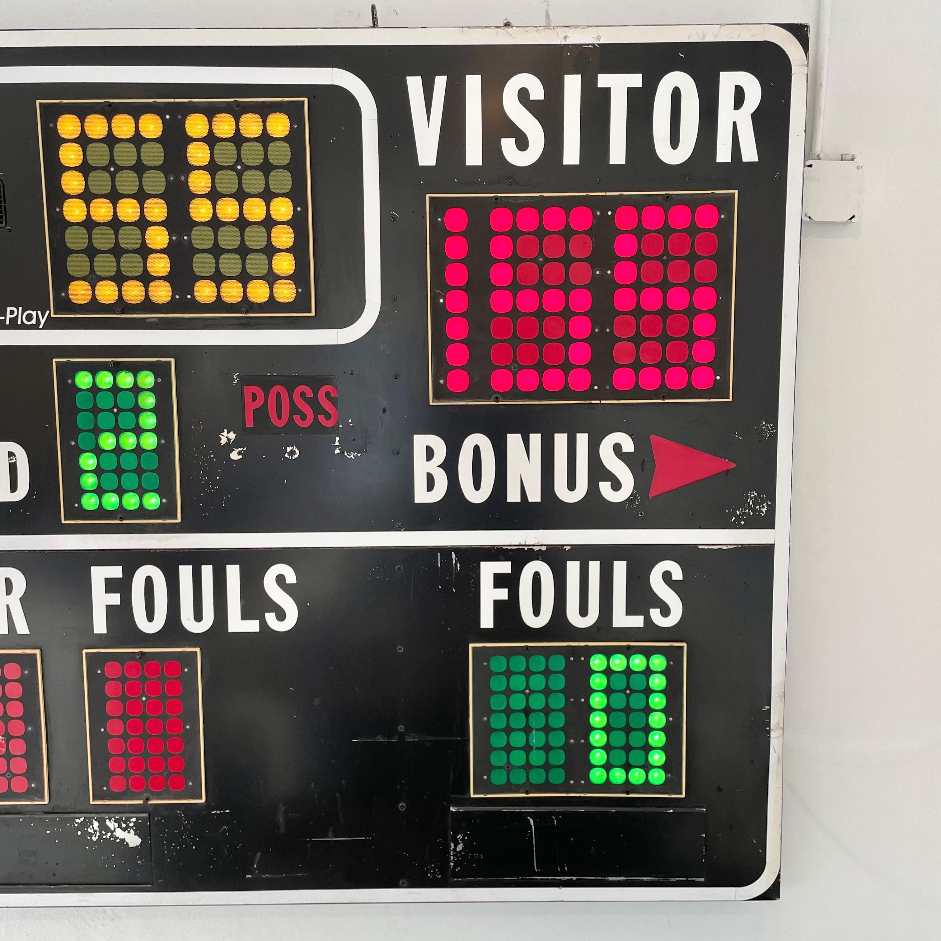 Massive 1970s Basketball Scoreboard In Good Condition In Los Angeles, CA